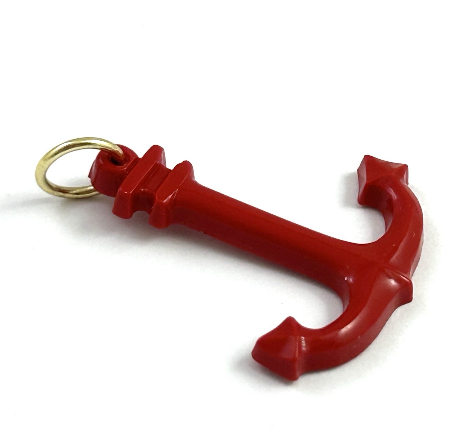 Vintage Anchor Charm Necklace Pendant Vintage Jewelry Ship Nautical Red Color