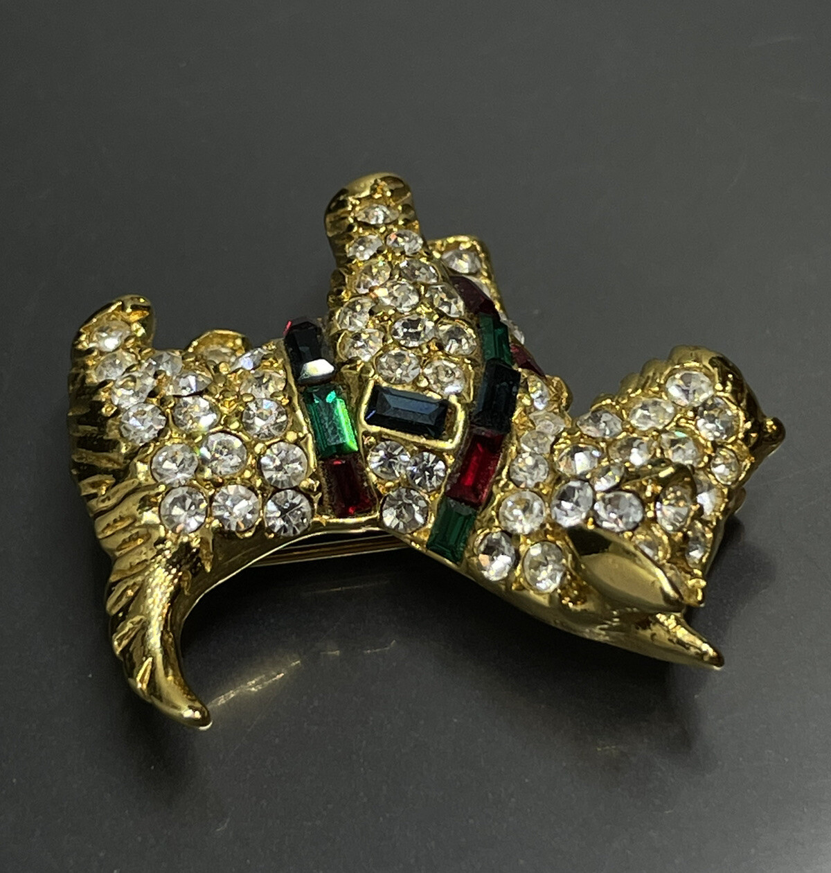 Vtg Kenneth Jay Lane KJL Brooch Scottish Terrier Dog With Rhinestones Signed✨