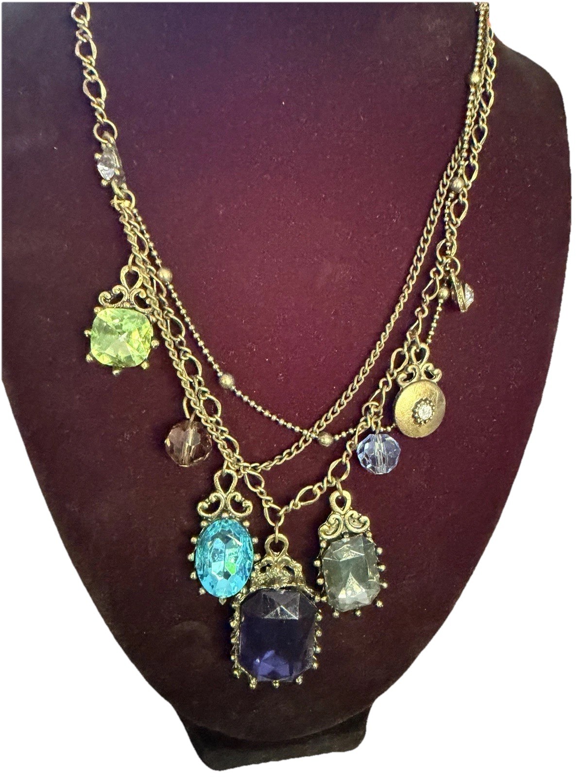 Vintage-style multi-strand charm necklace 16 Inches