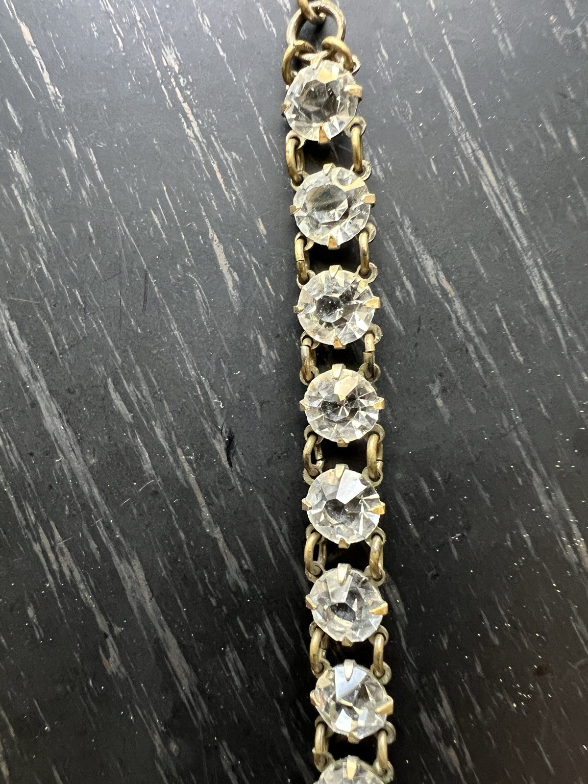 Antique Art Deco Open Back Crystal Riviere 15.25” Festoon Necklace Silver Tone