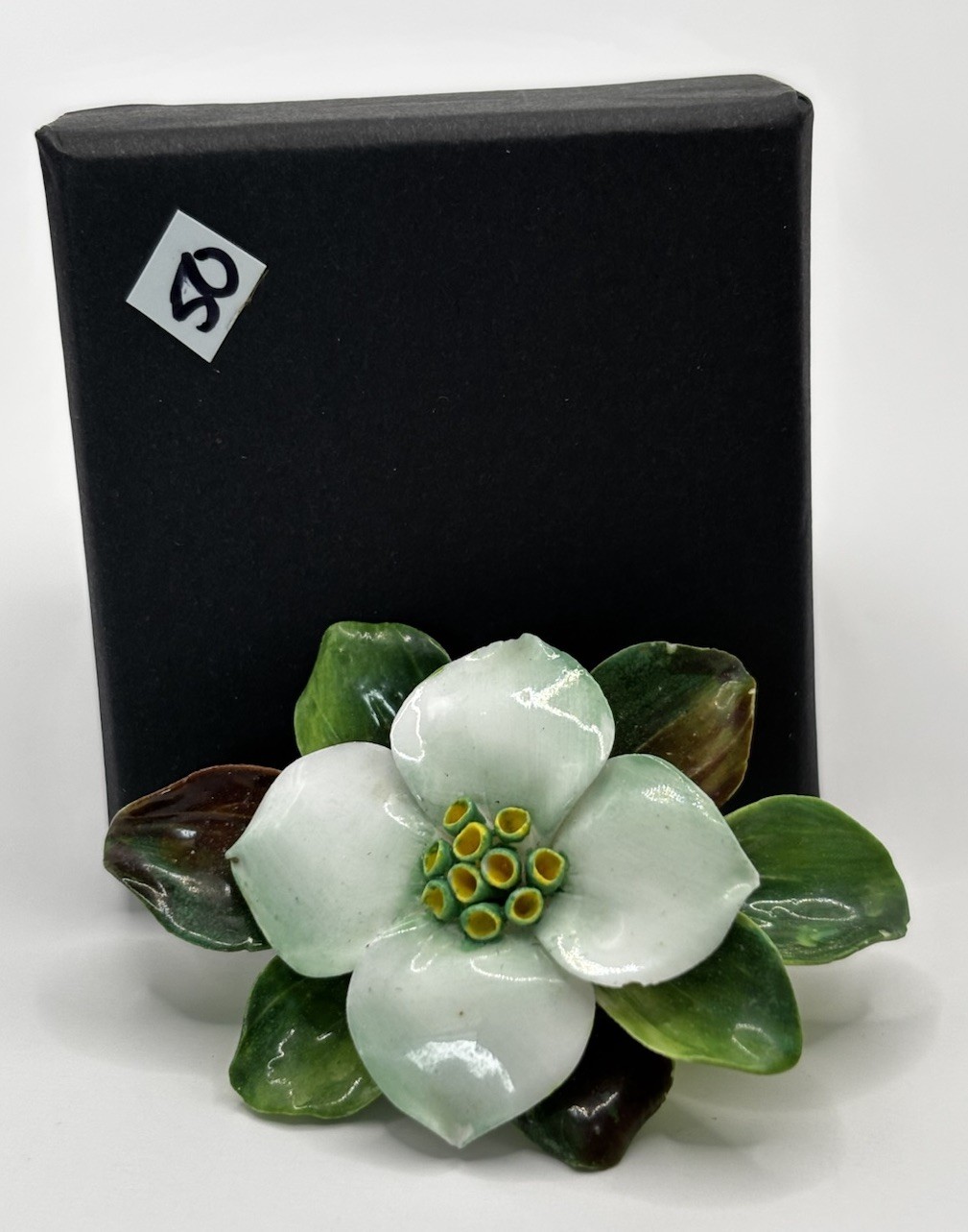 Vintage Porcelain Floral Brooch Made in England Hand Painted Staffordshire