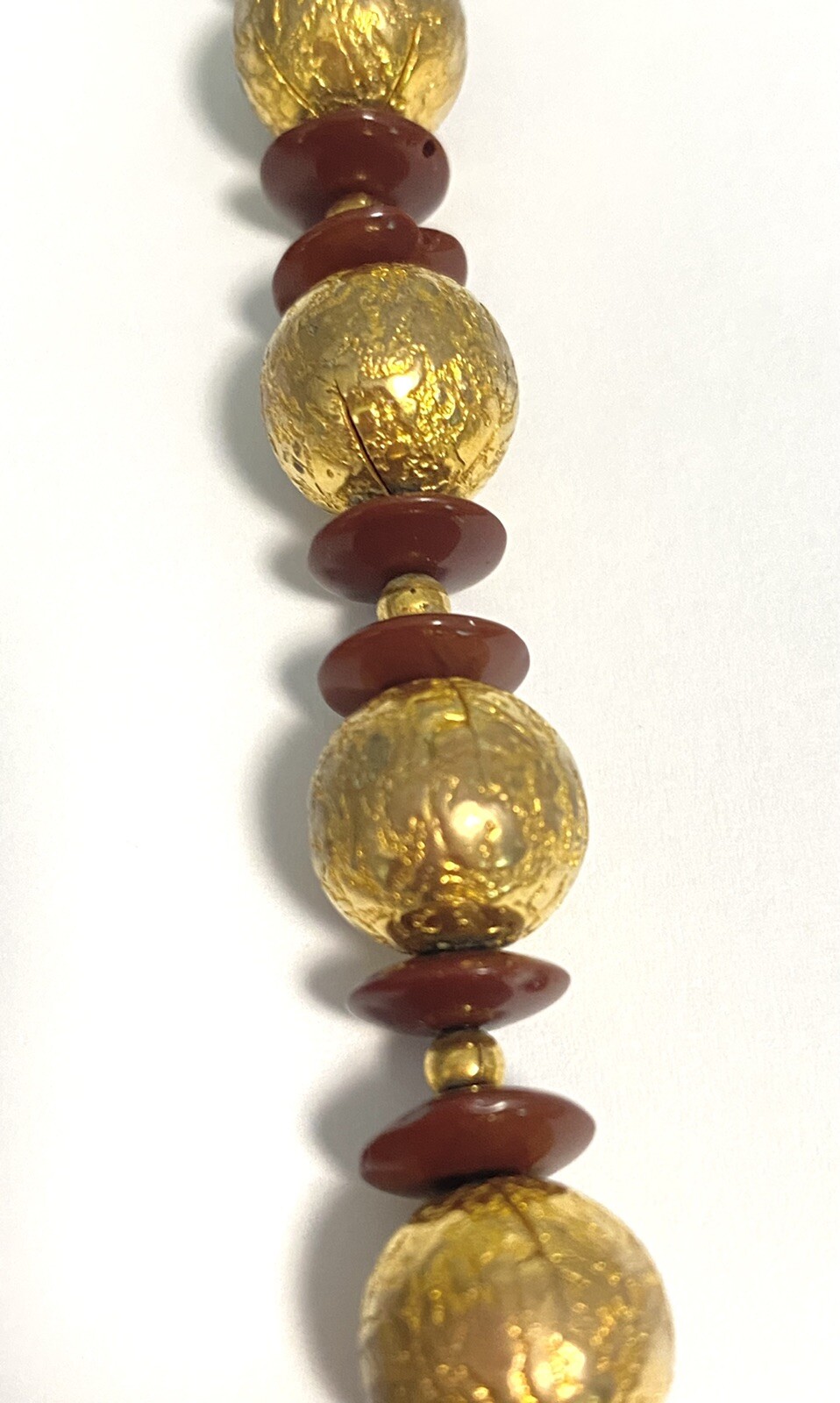 VTG CZECH Art Deco Gold Foiled Glass & Glass Spacers NECKLACE