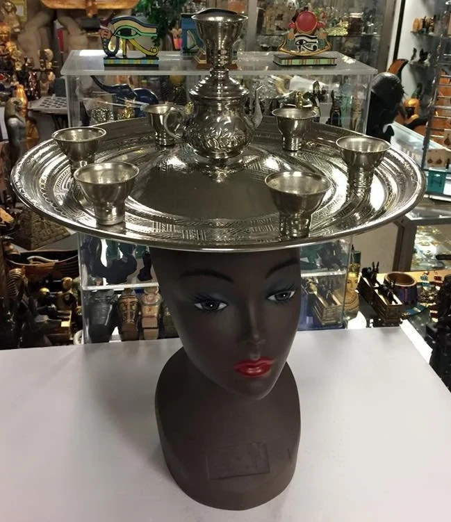 Egyptian Brass ( Silver Plated ) Belly Dance Shemadan Candle Tray Made in Egypt