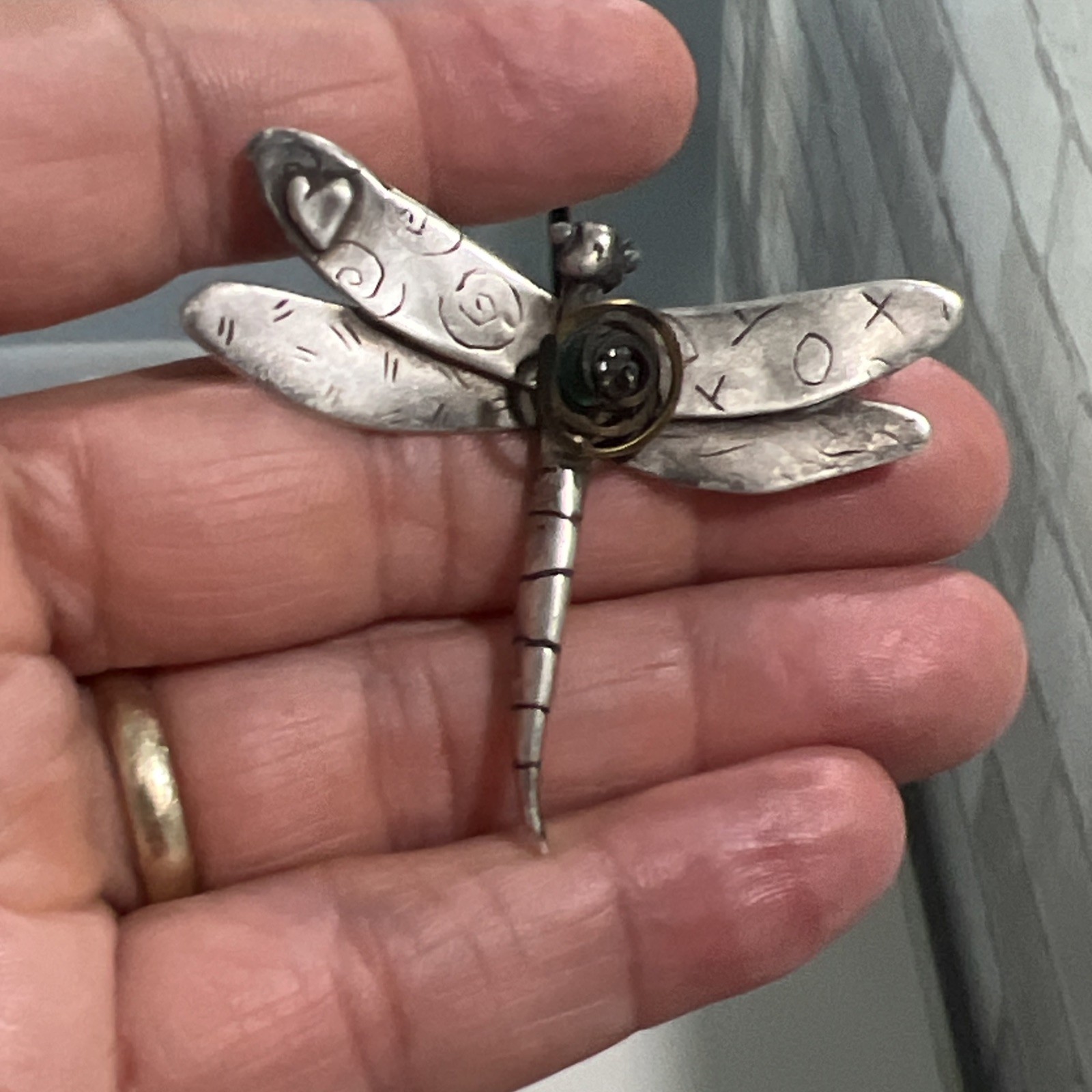 Modernist A. Klein Sterling Silver Dragonfly Brooch / Pin Art