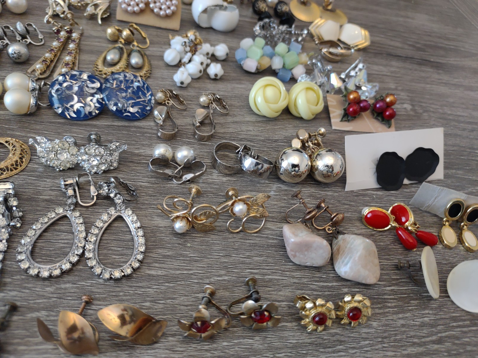 Estate Mixed Lot Costume Jewelry Earrings 77pr Clip On Screwback