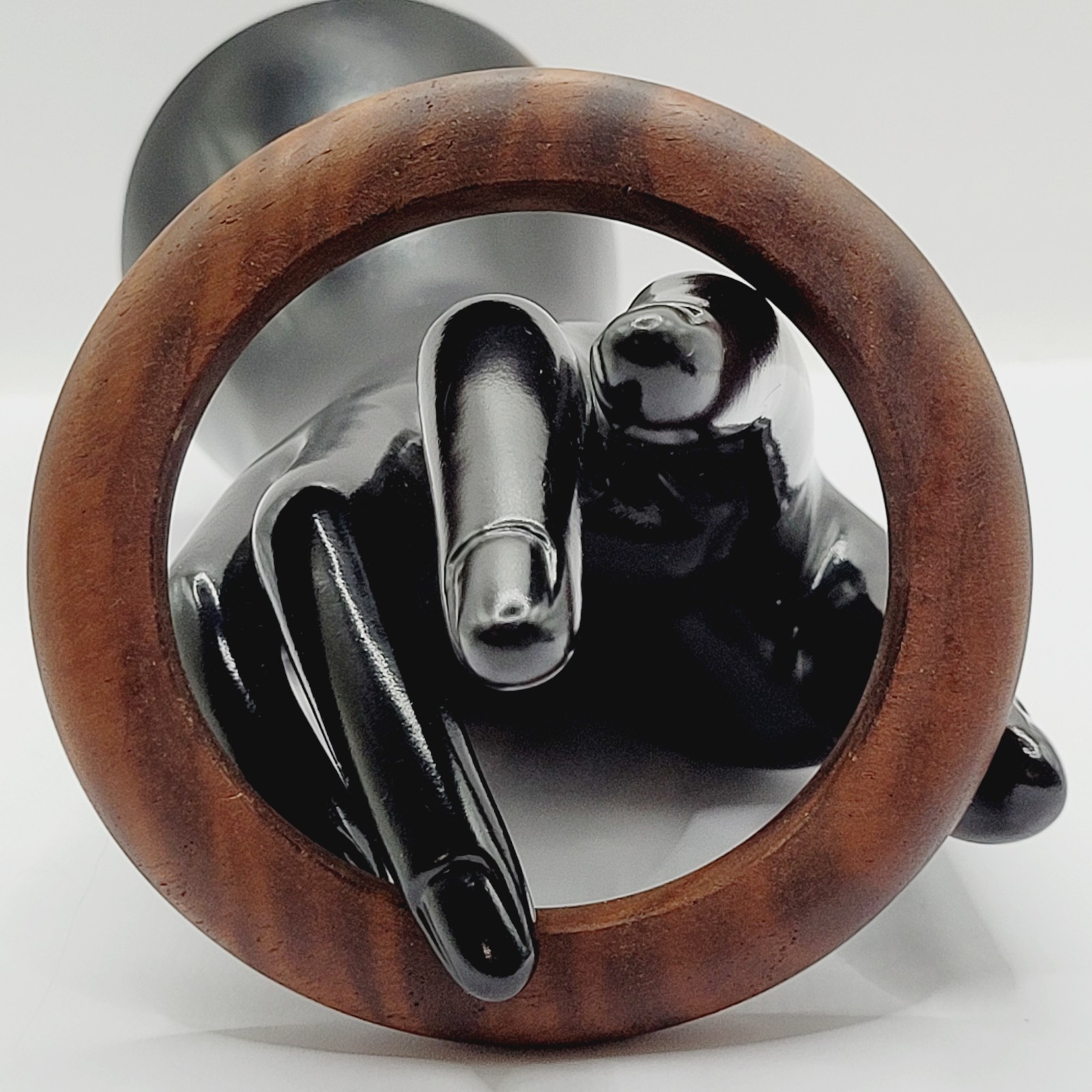 Brown Wood Bangle Dark Lines Matte Finish Retro Vintage 1980s Bracelet 8 Inch