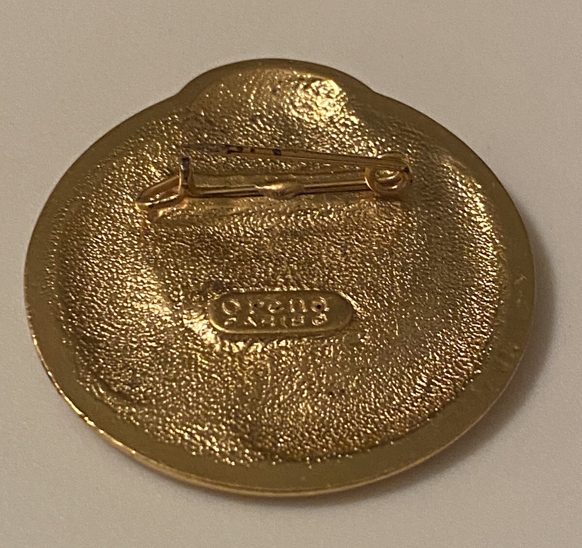 Vtg Signed Orena PARIS Retro Enameled Art Deco French Woman Gold Tone Brooch Pin