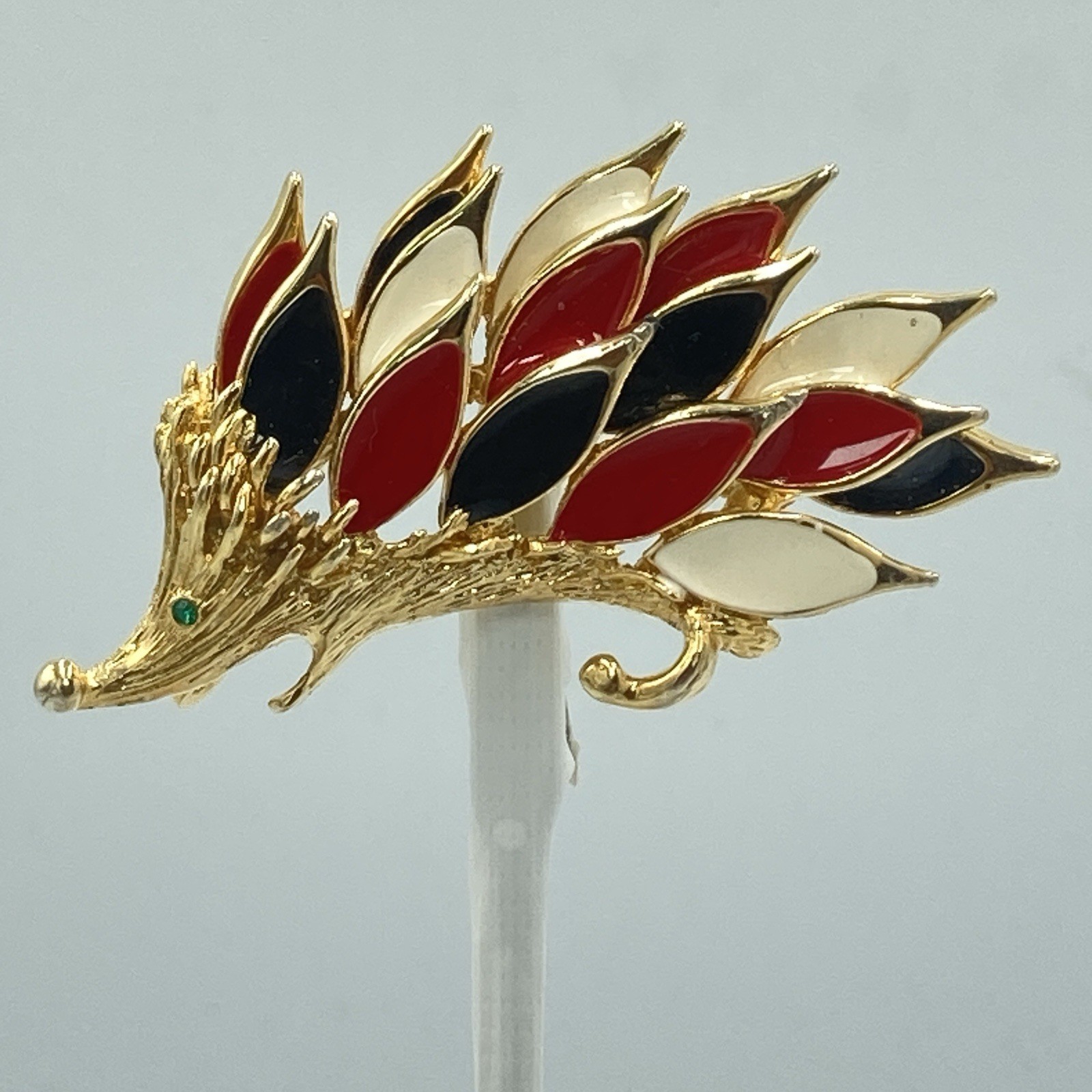 Vintage Signed ORENA Paris Hedgehog Brooch Gold Tone Enamel Pin France rare htf