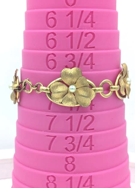 Vintage Flower Bracelet 12K Gold Filled Glass Pearl Floral Link