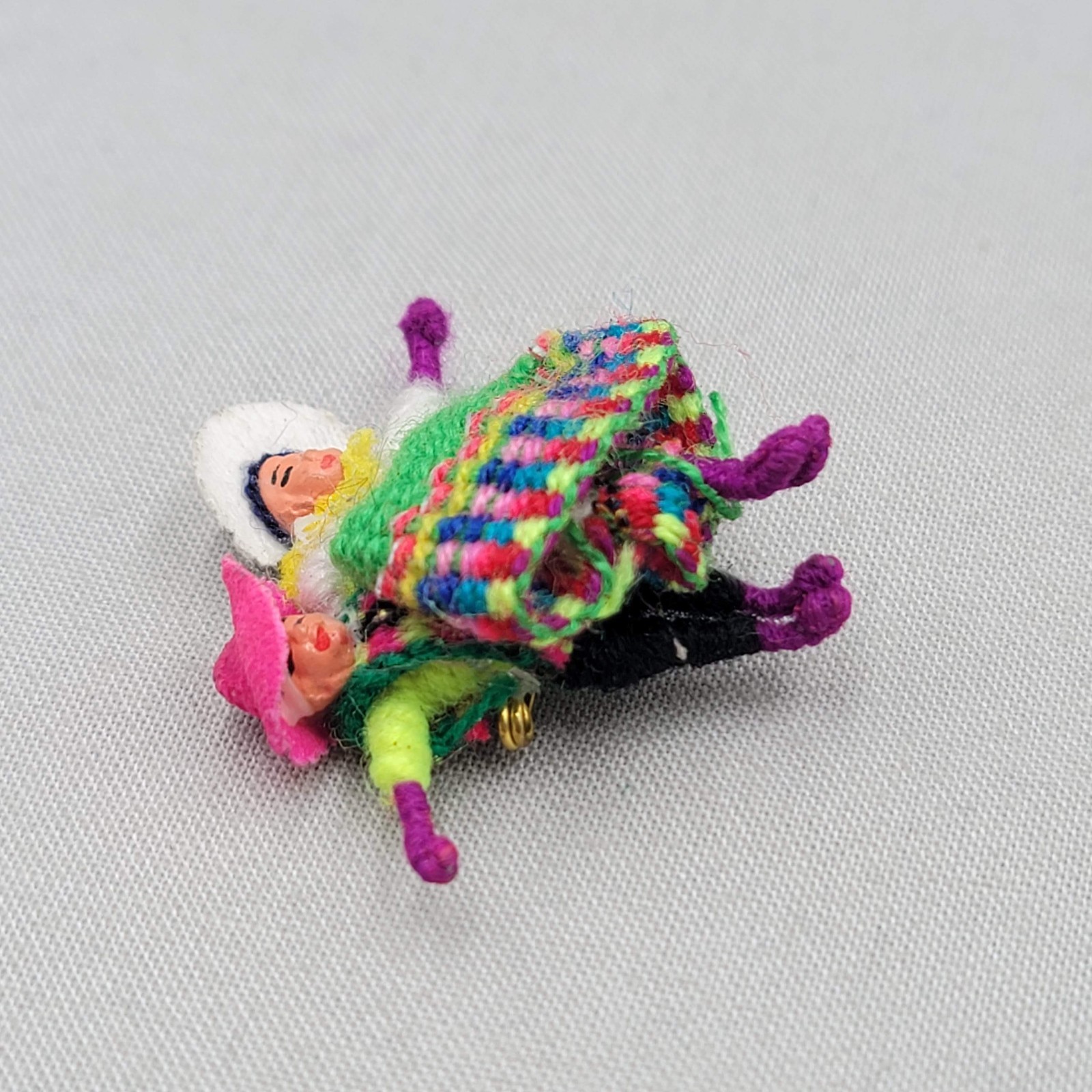 Vintage Guatemalan Worry Doll Pin Brooch 1.25″