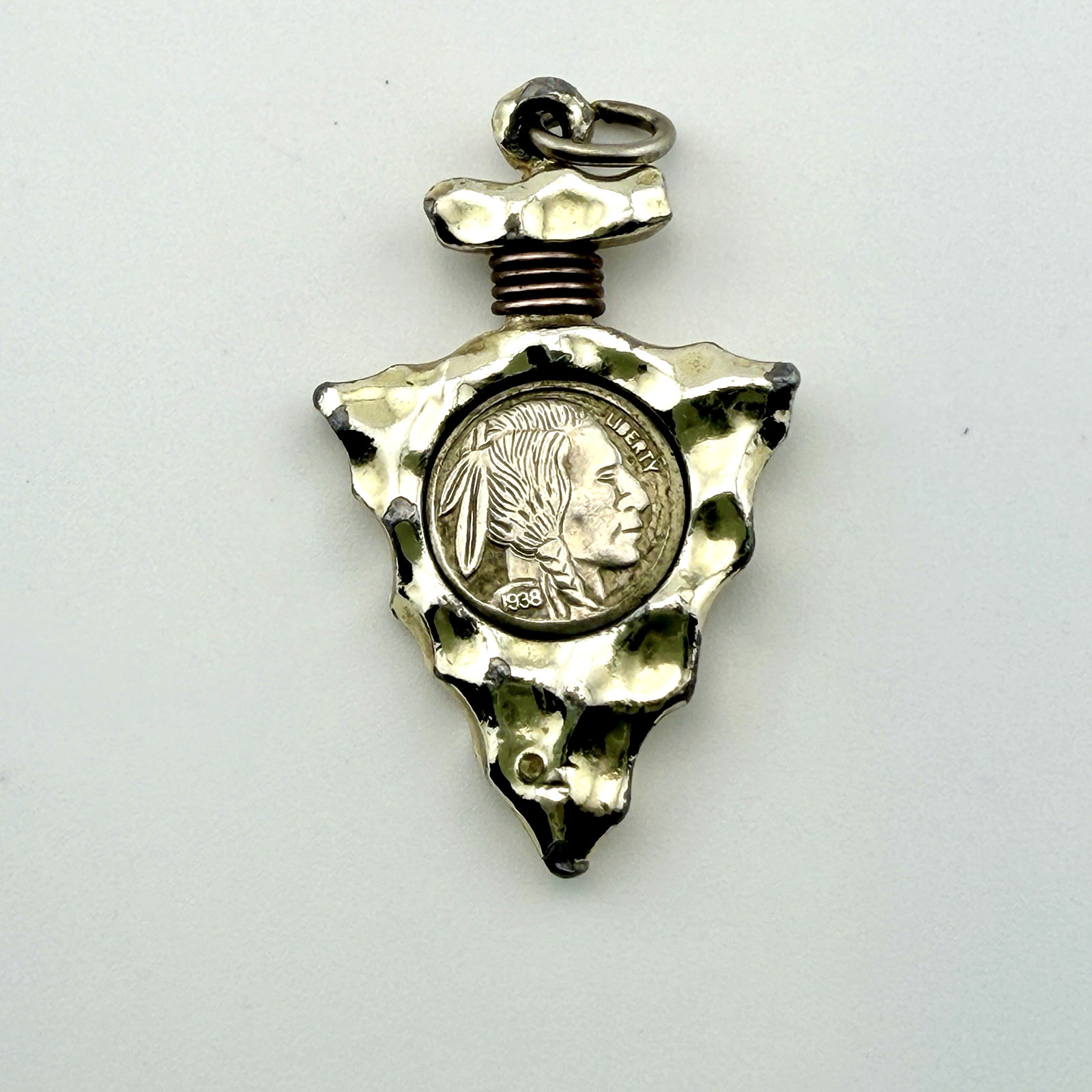 Vintage Miniature Indian Head BUFFALO NICKEL 1938 Arrowhead Pendant