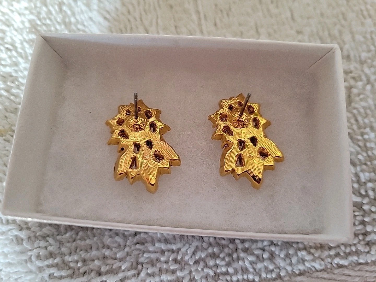 Vintage Rhinestone Pierced Earrings Goldtone Metal Settings about 1 inch length