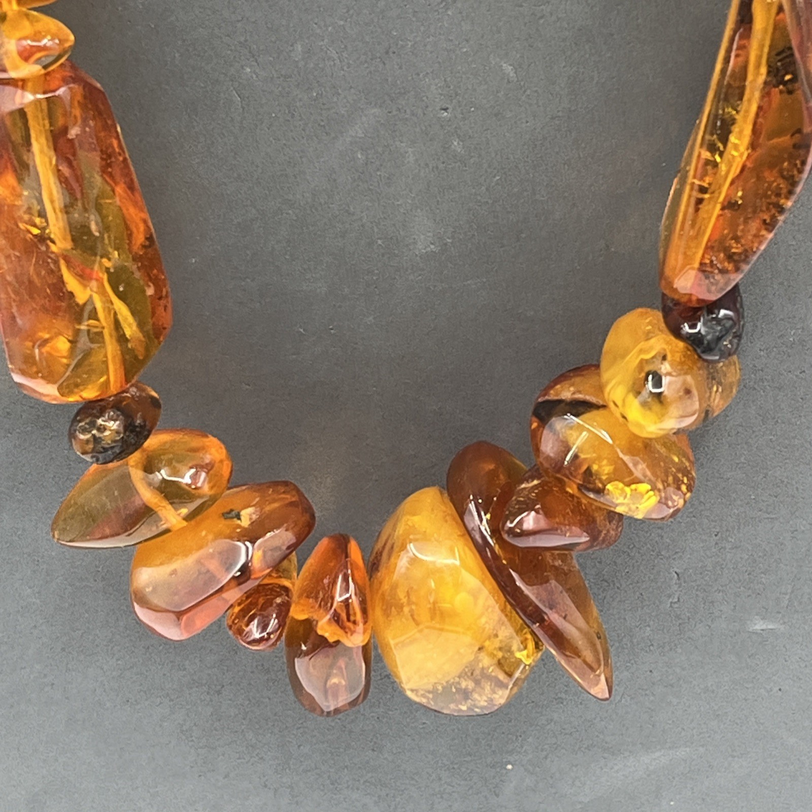 Baltic Honey Cognac Amber Chunky Bead Necklace 32″ Vintage