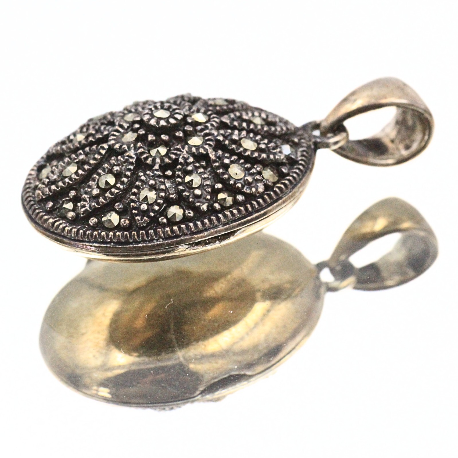 Stunning Sterling Slver Marcasites Locket Thailand Pendant