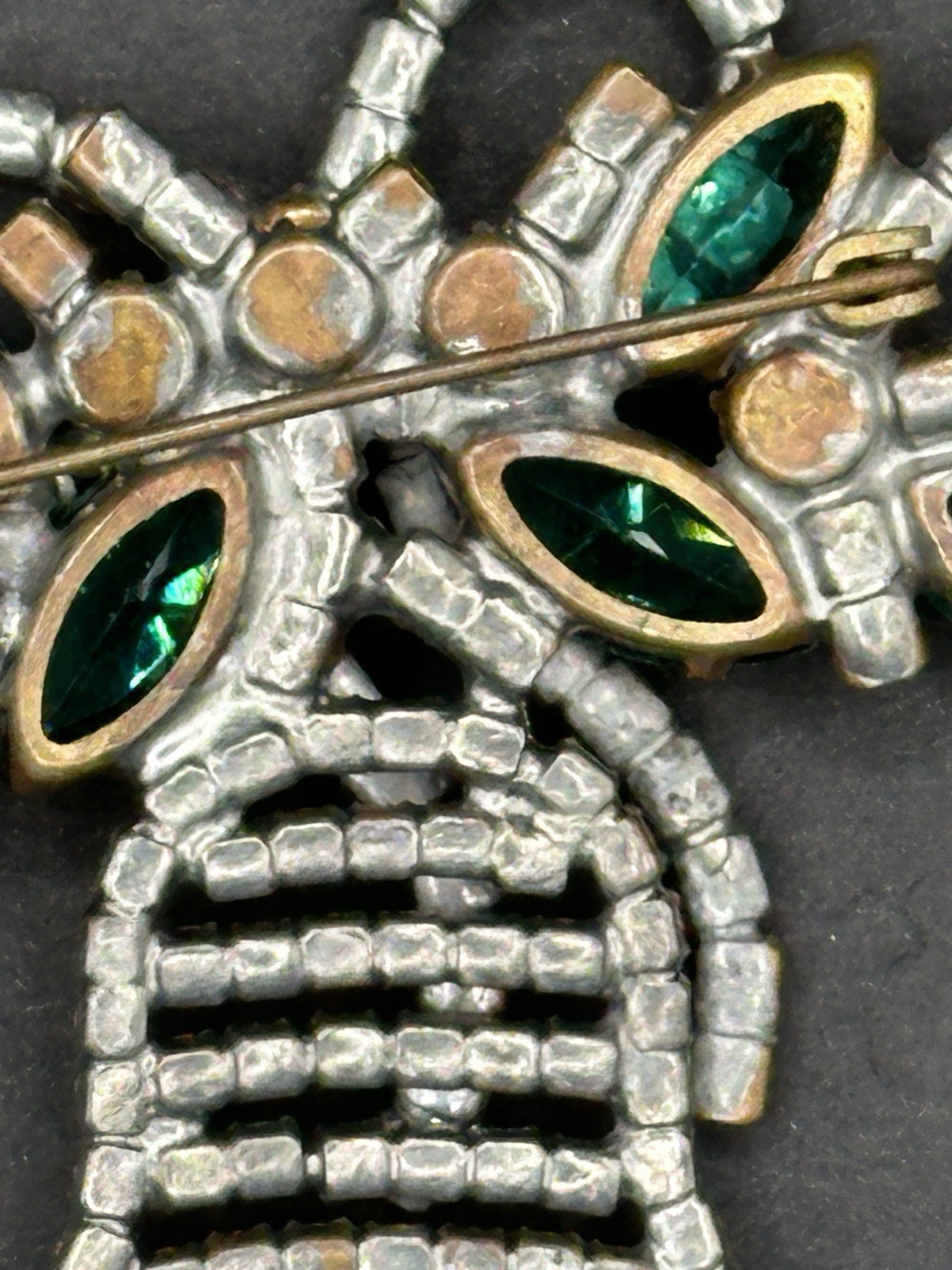 Vintage Czech Christmas Bell Brooch Art Deco 1925-1950s, Crystal & Glass OOAK
