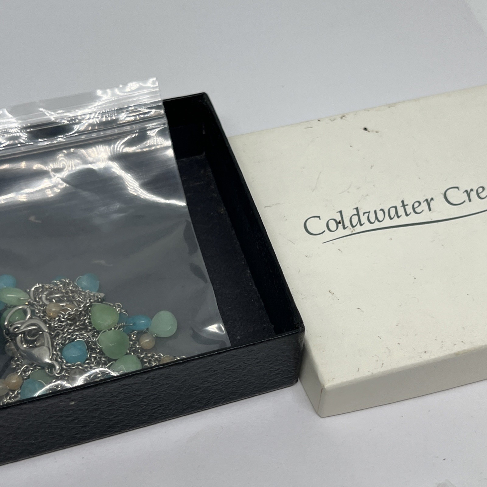 Coldwater Creek Vintage Multi Strand Silver Tone Blue Green Bead Necklace W/ Box