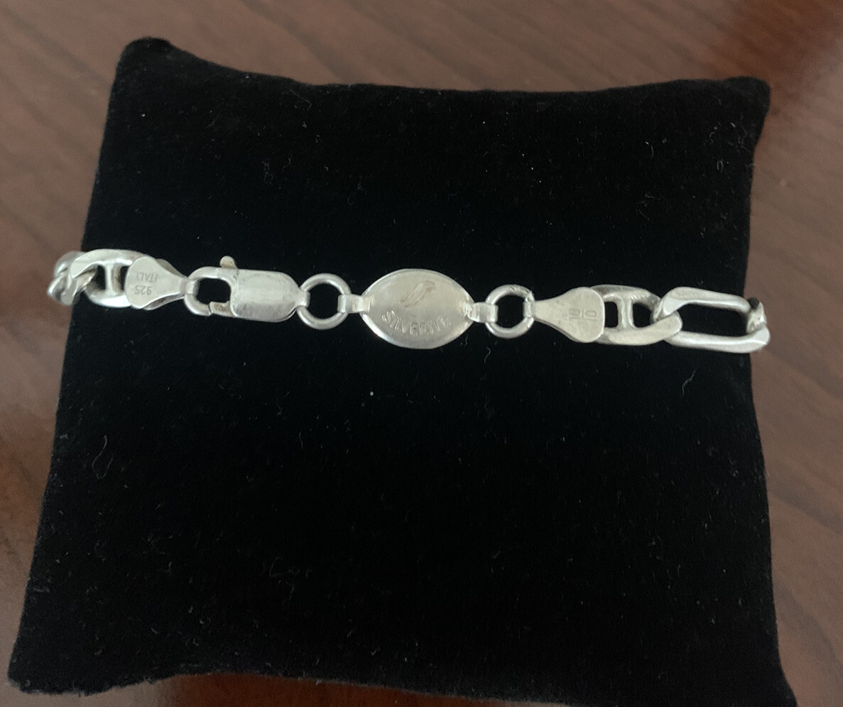 Heavy Link Chain Bracelet Italy 925 Sterling Silver 8”, 12.7g Italy