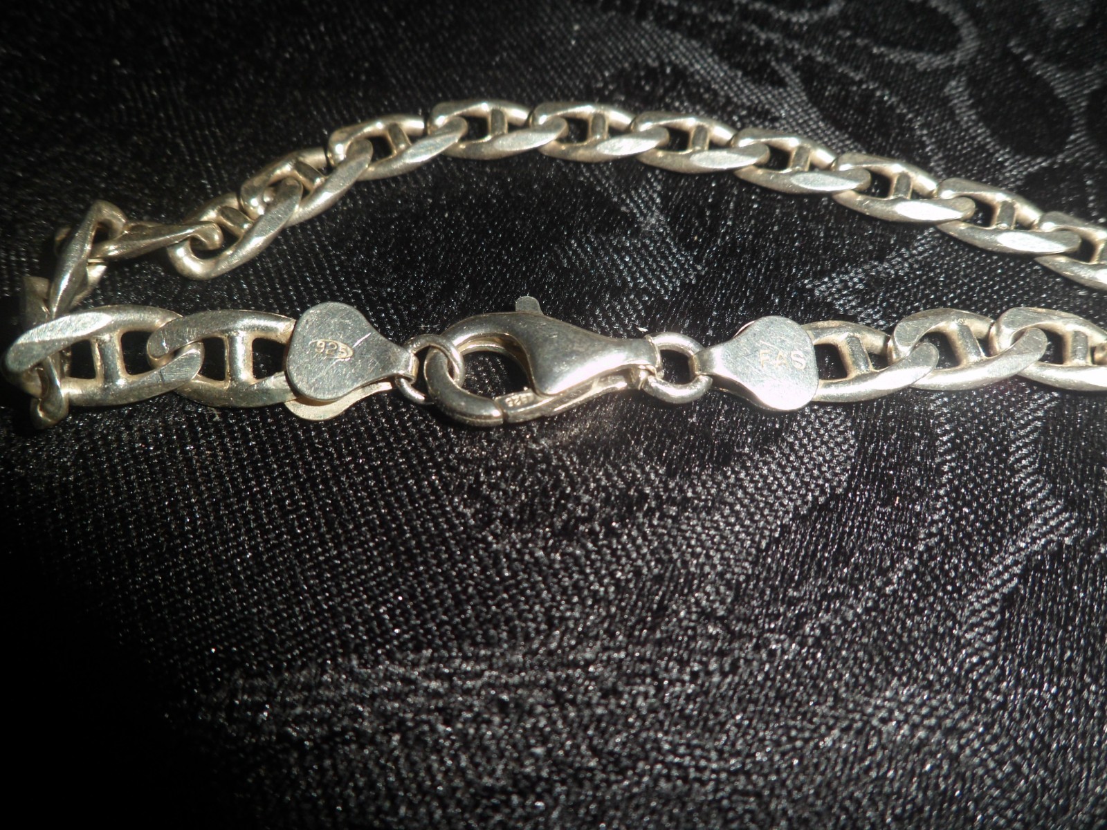 .925 Sterling Silver Vintage Italy Anchor Mariner Link Bracelet 8.25″