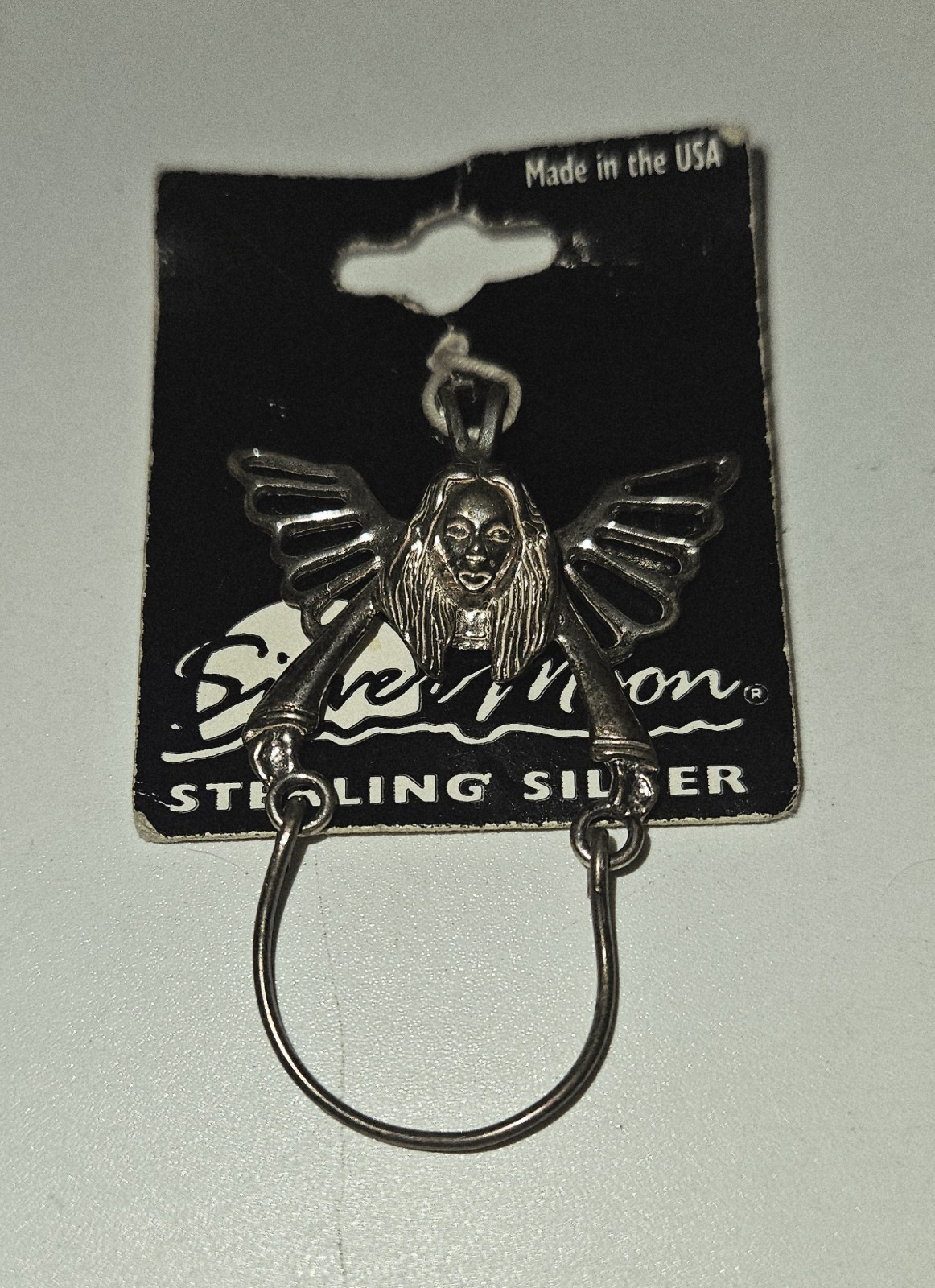 Vintage Sterling Silver Guardian Angel Charm Holder Pendant NEW by Silver Moon