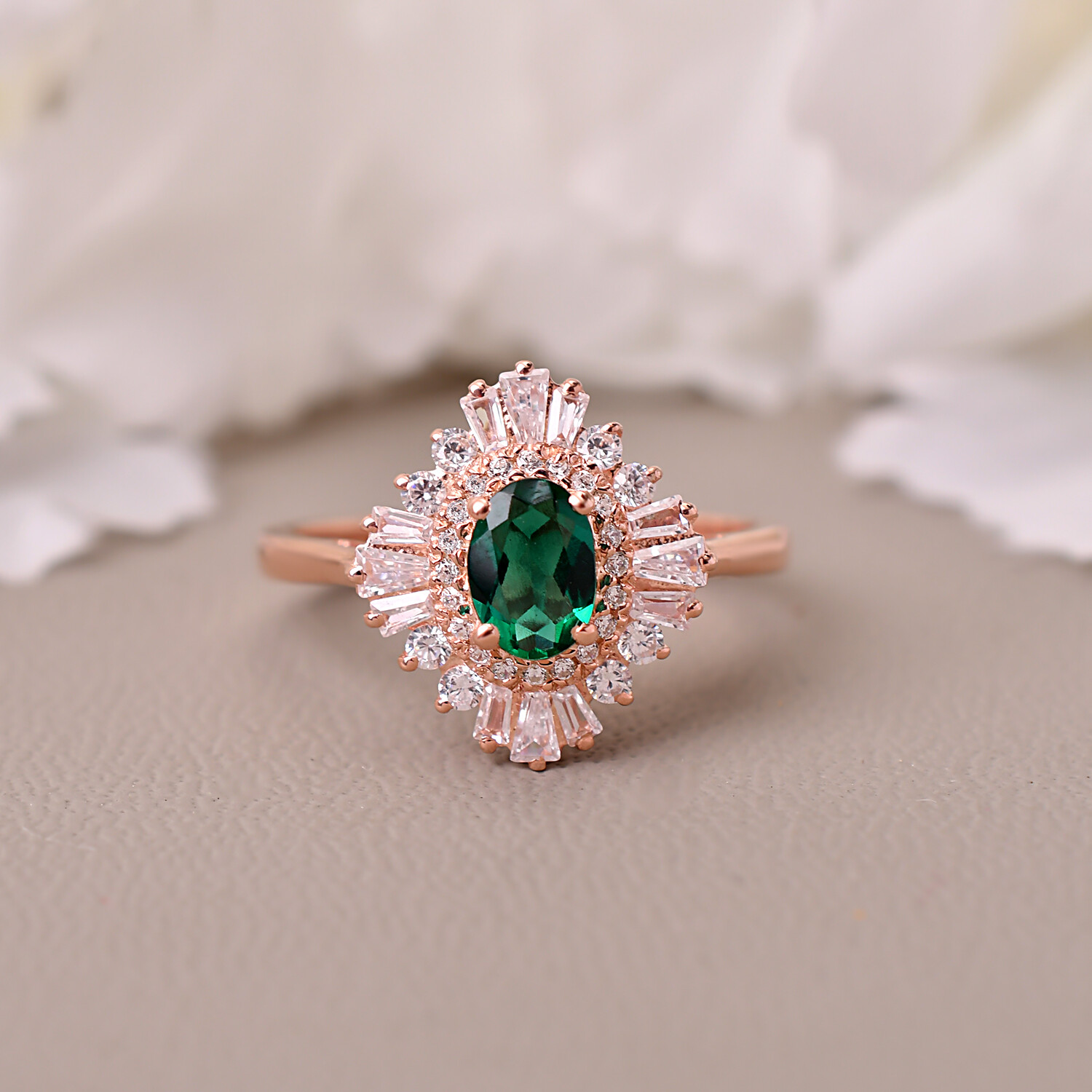Vintage Emerald Engagement Ring Bridal Wedding Ring May Birthstone Ring Jewelry