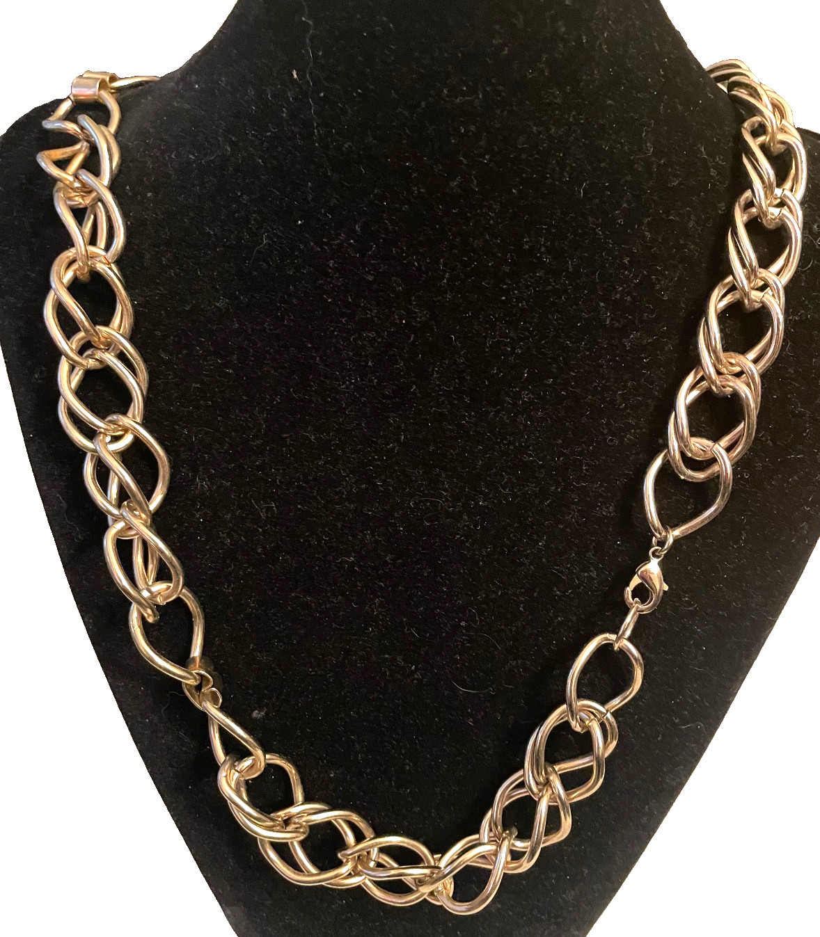 Vintage Long Gold Tone Double Link Chain Necklace very nice and unique