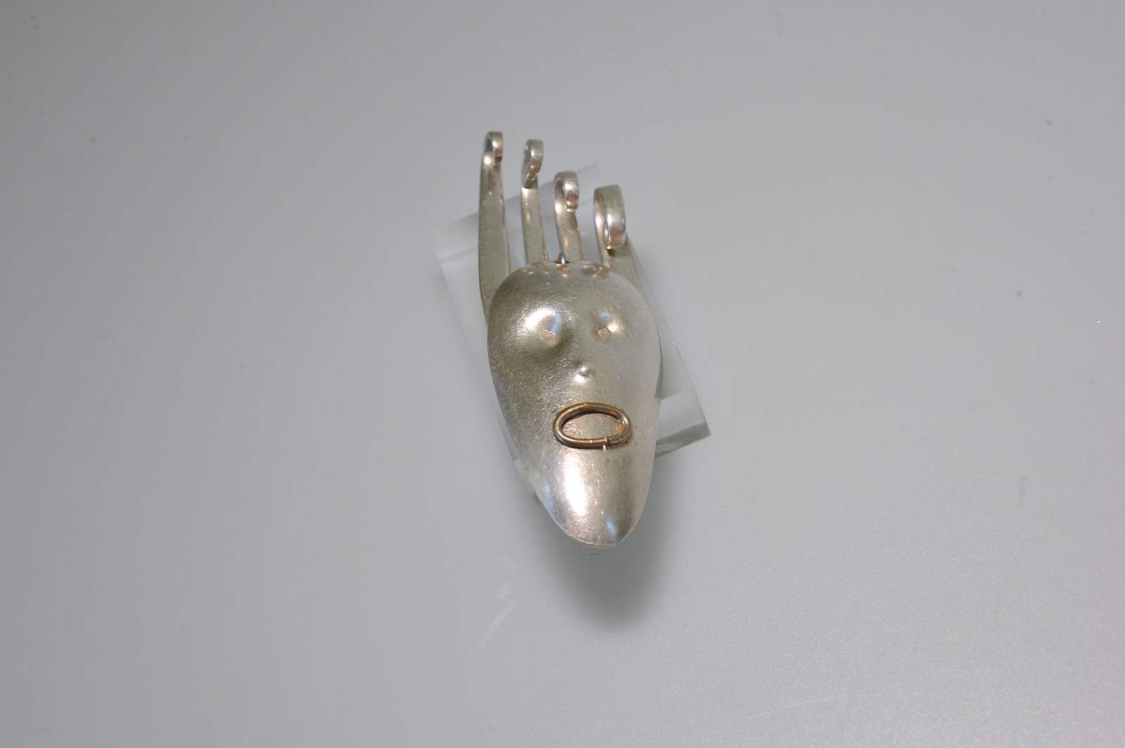 SPORK Brooch Punk Alien Face retro funky steampunk heavy modernist fork spoon ZF
