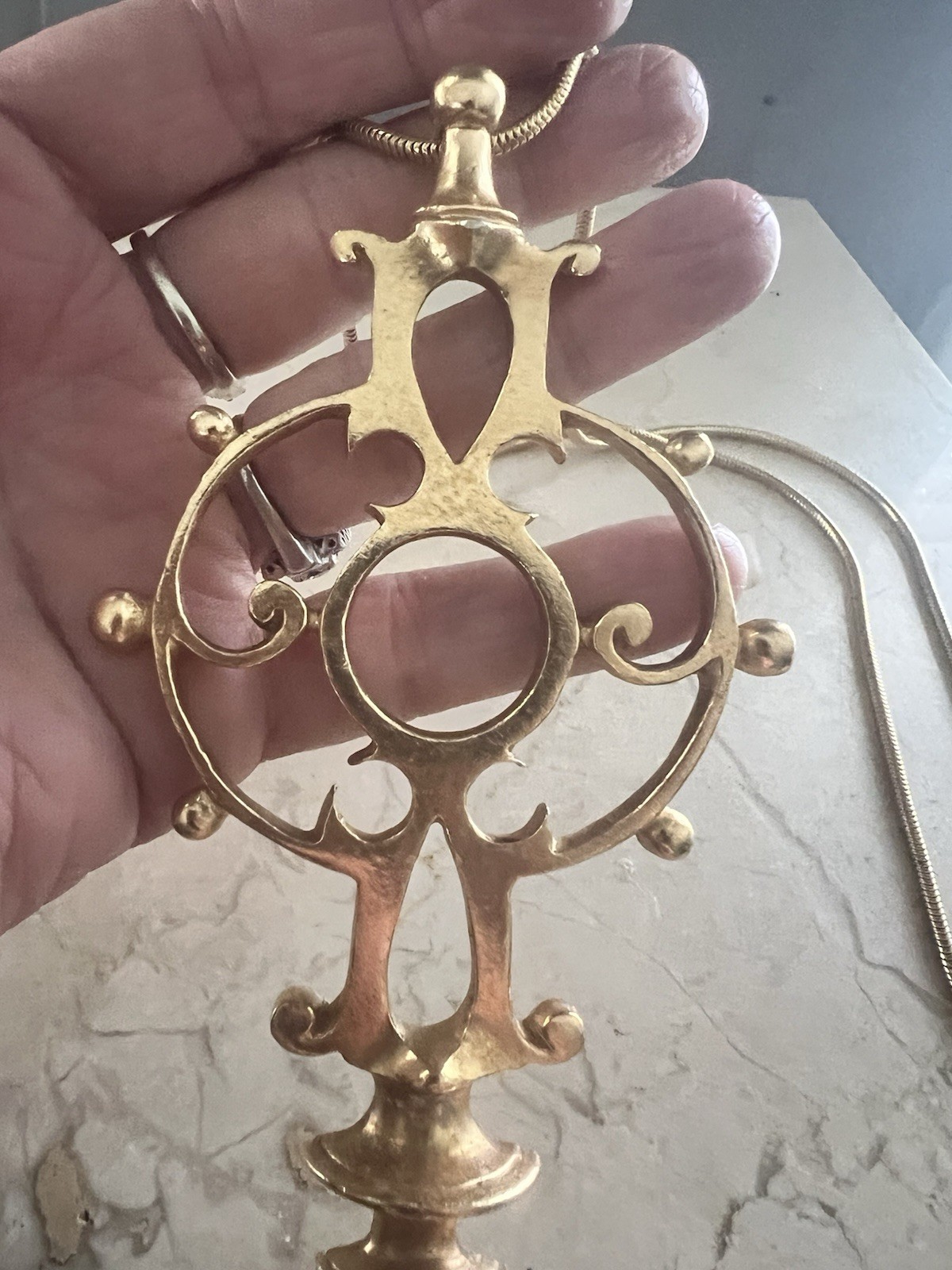 Vintage Arabesque Moroccan Lantern Fitting Pendant Alva Museum Replica Necklace