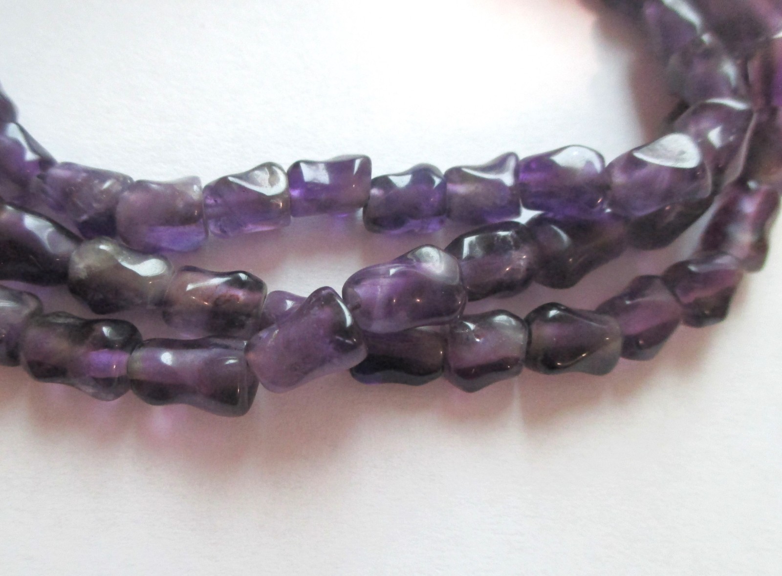 26in VINTAGE CHINESE EXPORT AMETHYST BEAD NECKLACE STERLING SILVER FLOWER CLASP
