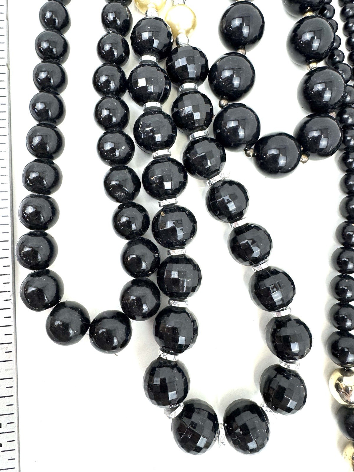 Lot 10 Black Beaded Necklaces Glass Acrylic Faceted Vintage Style Bulk