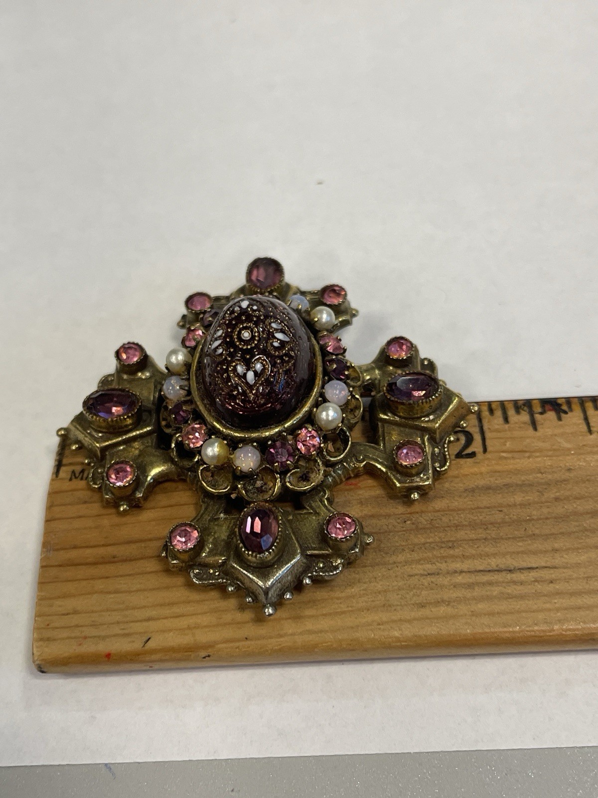 ORIGINAL BY ROBERT VINTAGE MALTESE CROSS RARE PENDANT BROOCH/PIN AWESOME COLORS