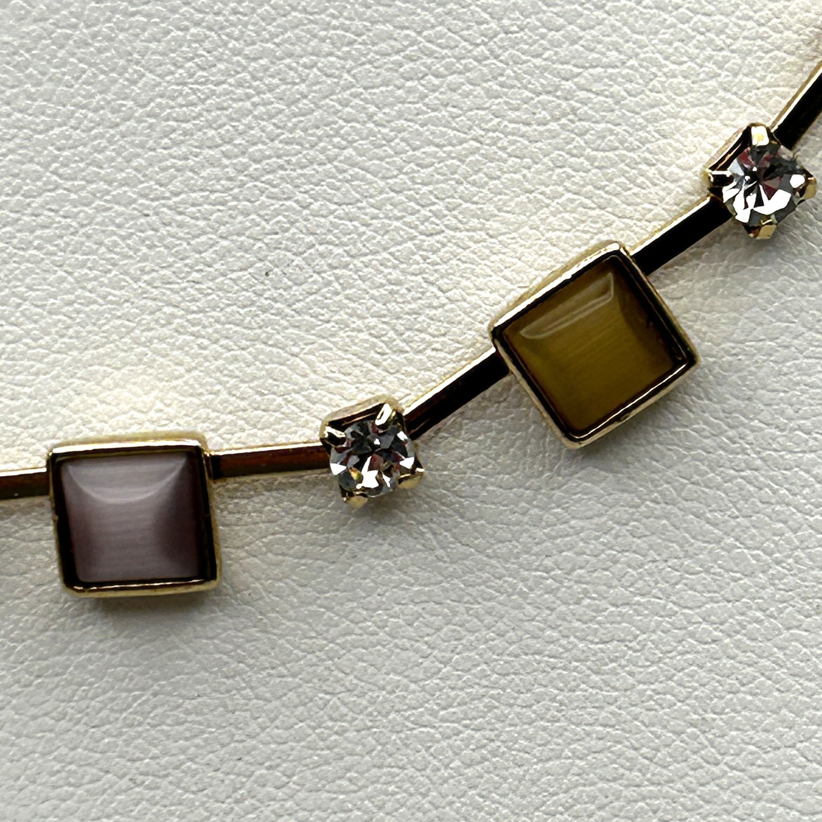 Vintage Marvella Square Glass Rhinestone Necklace with Original Tags