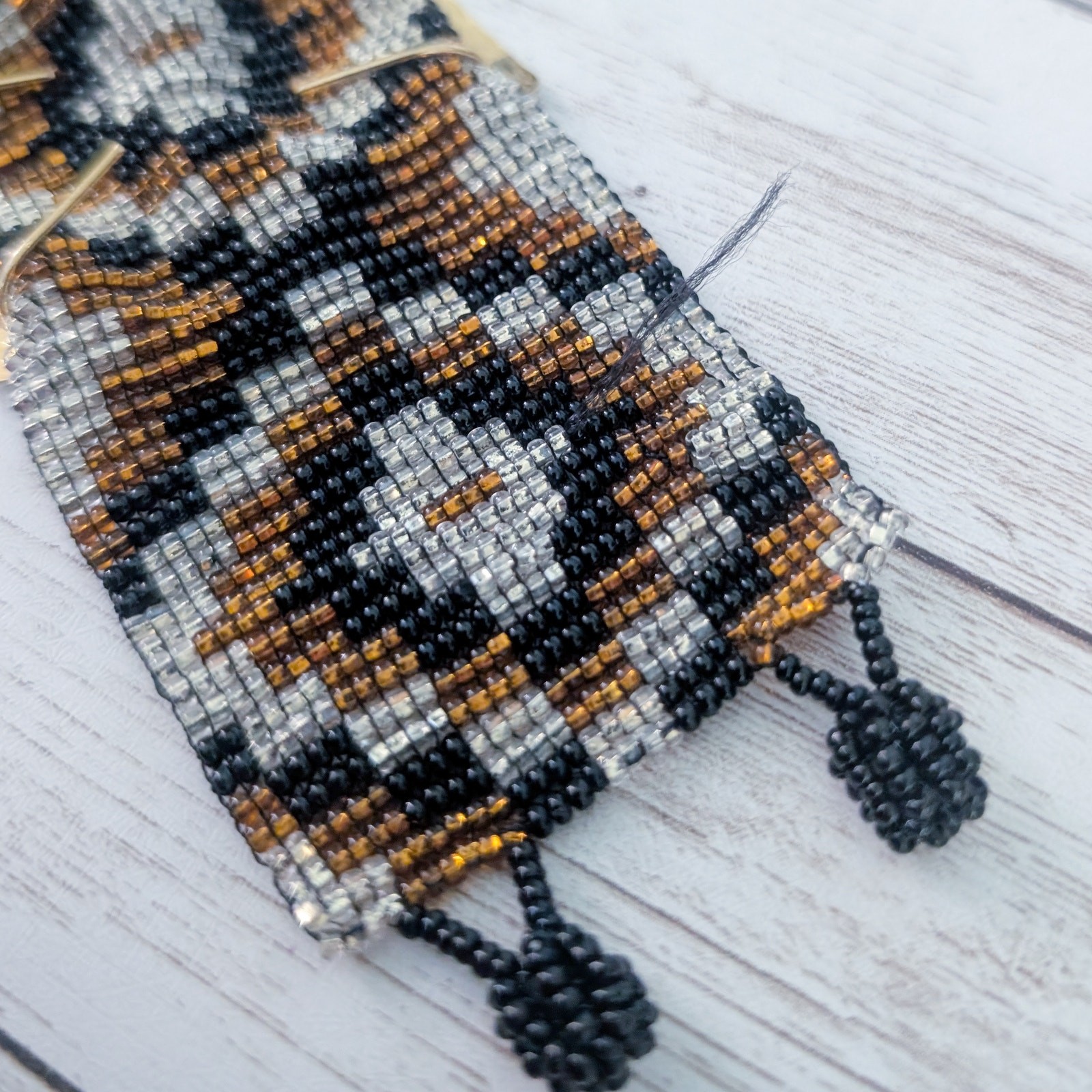 Vintage Bracelet Beaded with Gold Tone – Wide Bracelet