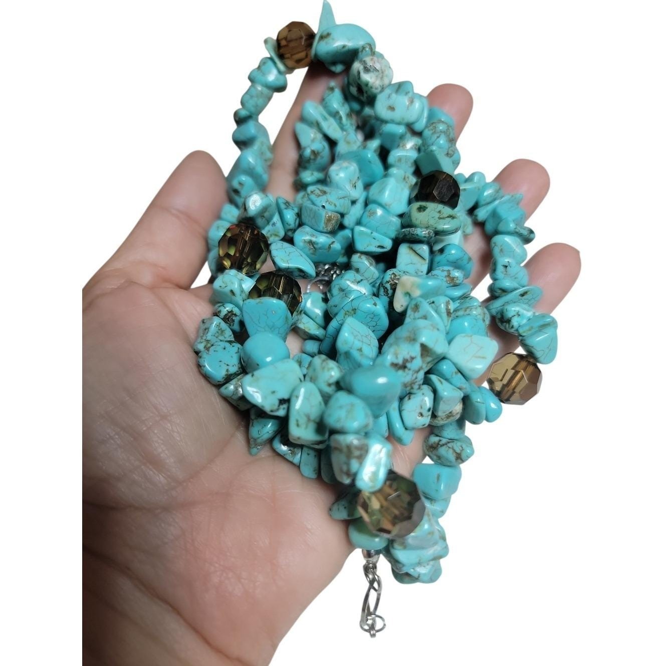 Vintage Stone Chip Necklace Lot Faux Turquoise Coral Green Mixed Gemstone Beaded