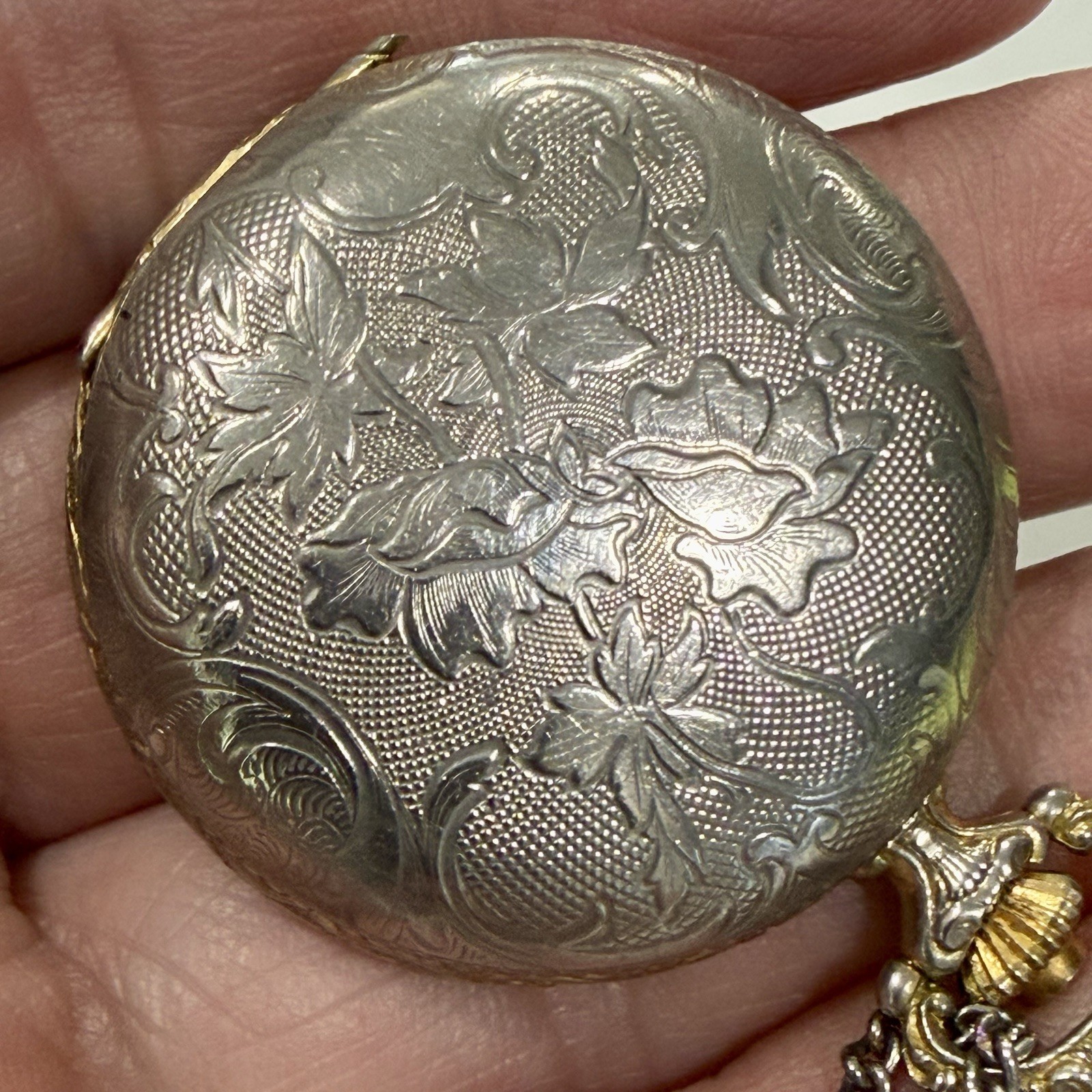 Vintage Sheffield Manual Wind Necklace Pocket Watch Two Tone RUNS!