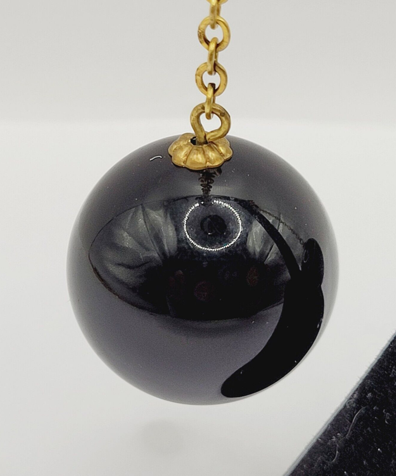 DeNicola Black Ball & Chain Long Drop Dangle Runway Gold Tone Clip On Earrings