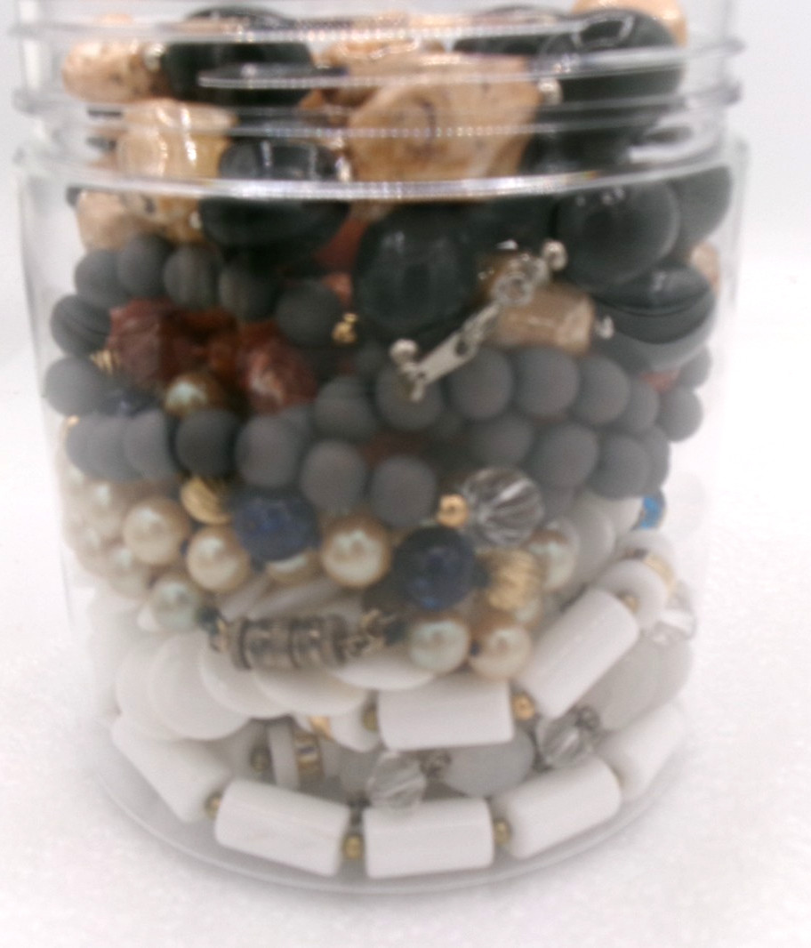 Mystery Jewelry Jar Vintage Beaded Statement Necklaces All Wearable 14 ounces