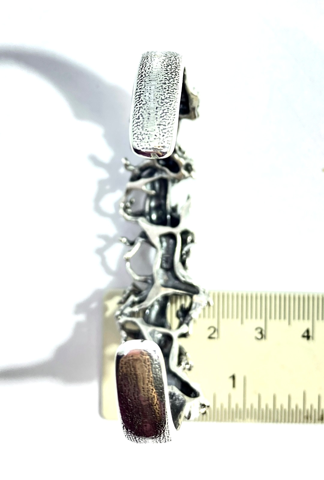 Vintage Sterling Silver 3D Galloping Horses Textured Cuff Bracelet 2 3/8″