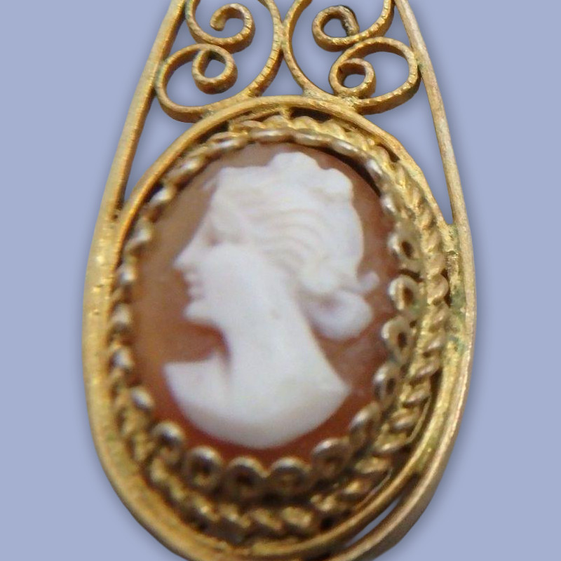 835 Silver Antique/Vintage Italian Carved Shell Cameo Earrings