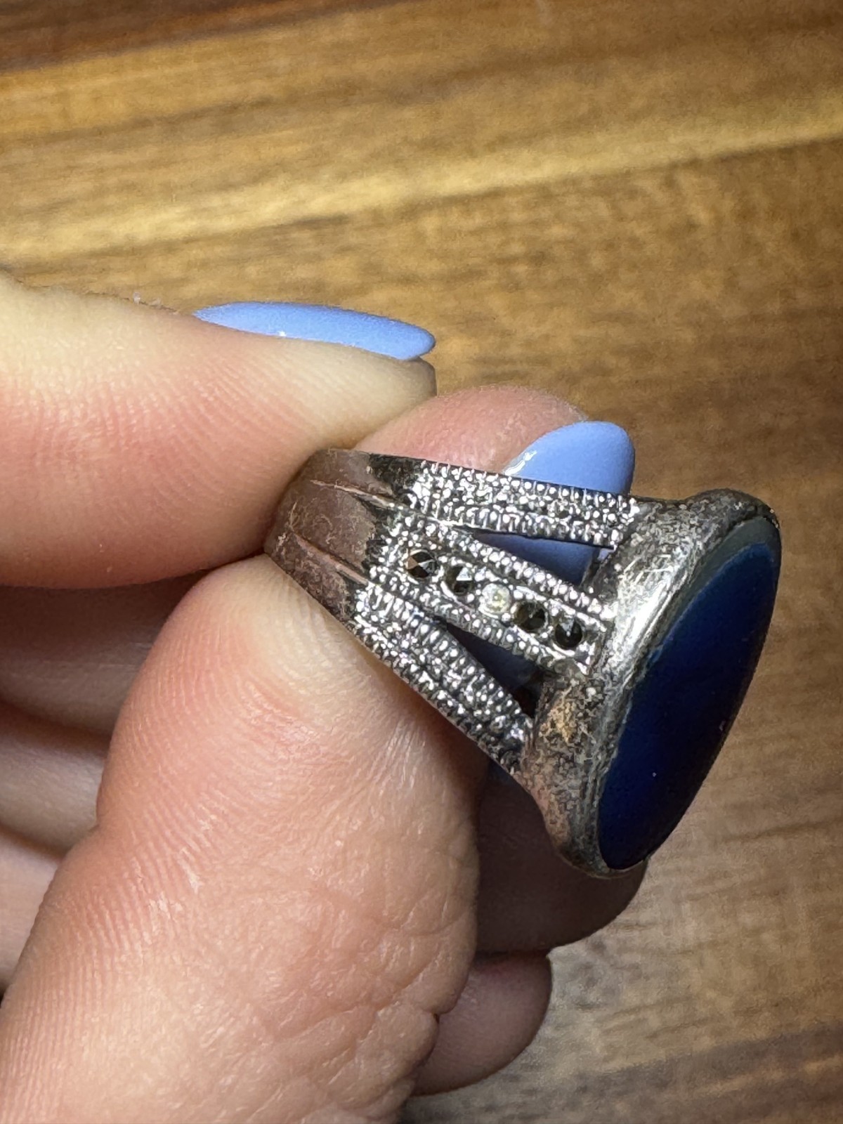 Vintage 925 Sterling Silver Possible Bismuth Ring Size 7 Large Stone Statement