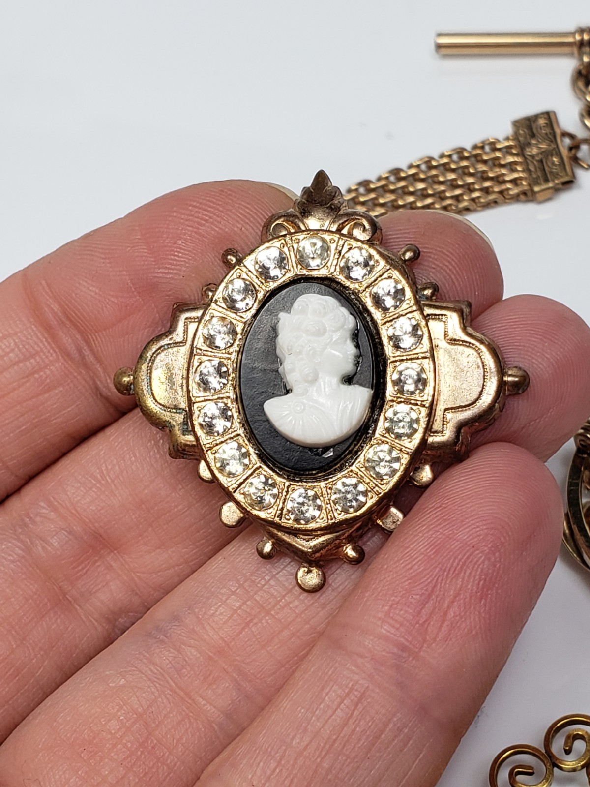 Antique Victorian Gold Filled Choker Watch Mesh Chain Necklace Bracelet Pin Lot