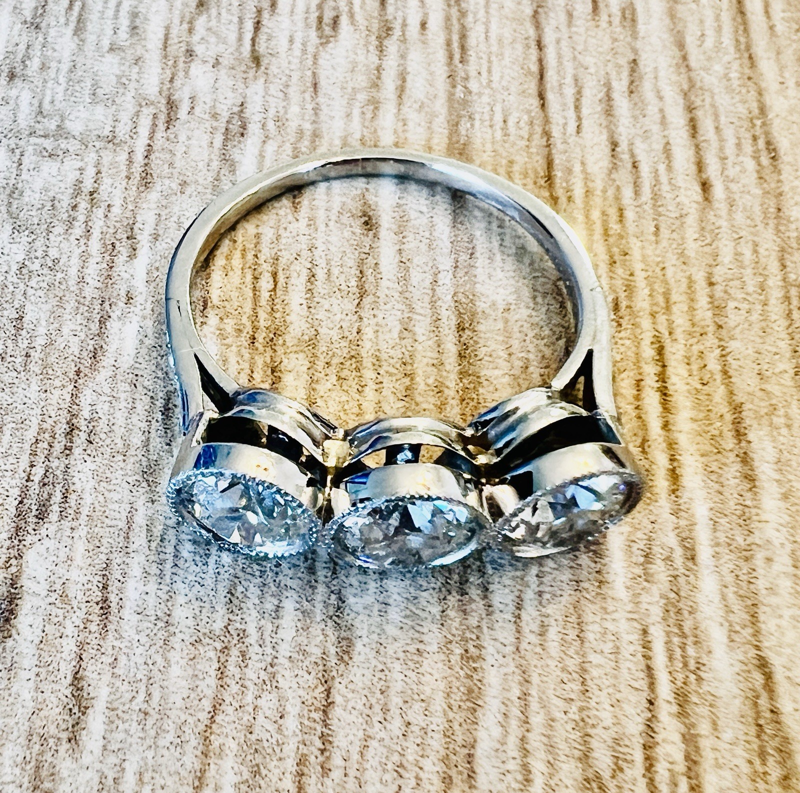 1920’s Antique Deco Old European Cut Diamond Platinum Bezel Milgrain Ring