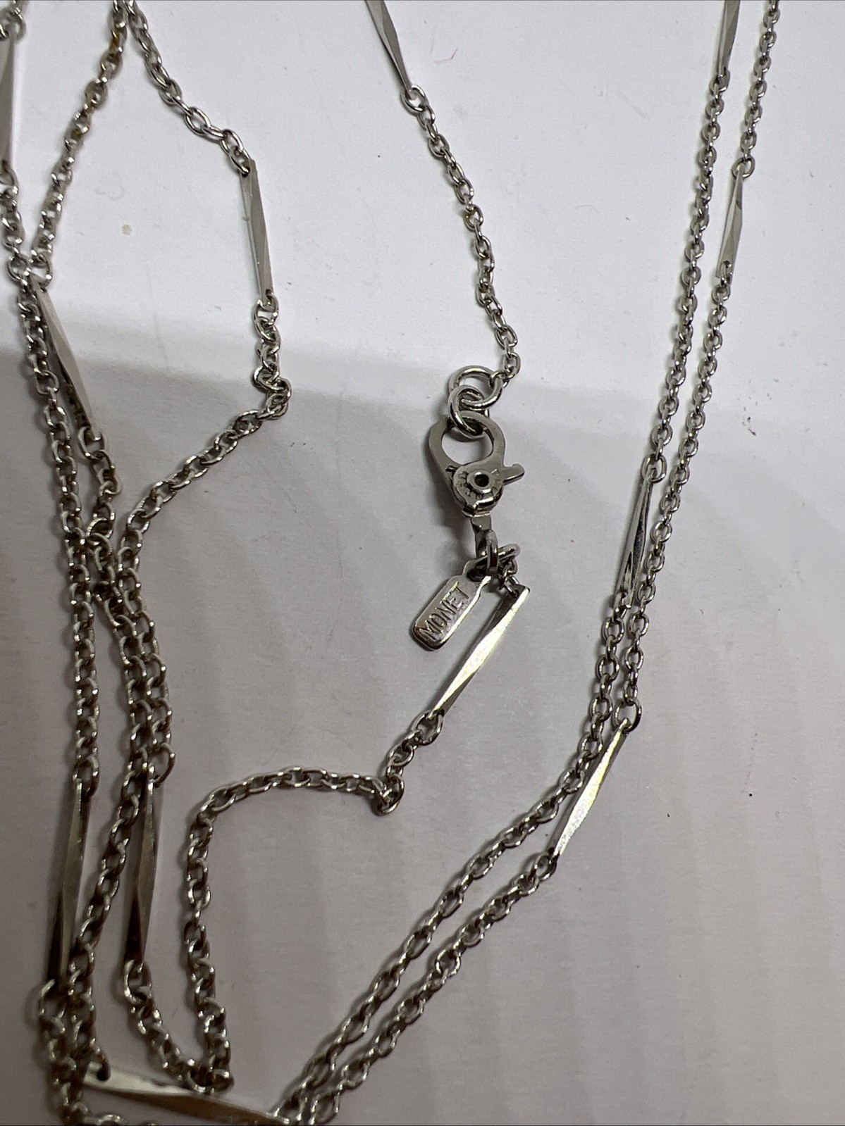 Vintage Monet Silver Tone Minimalist Bar Link Long Chain 30” Necklace