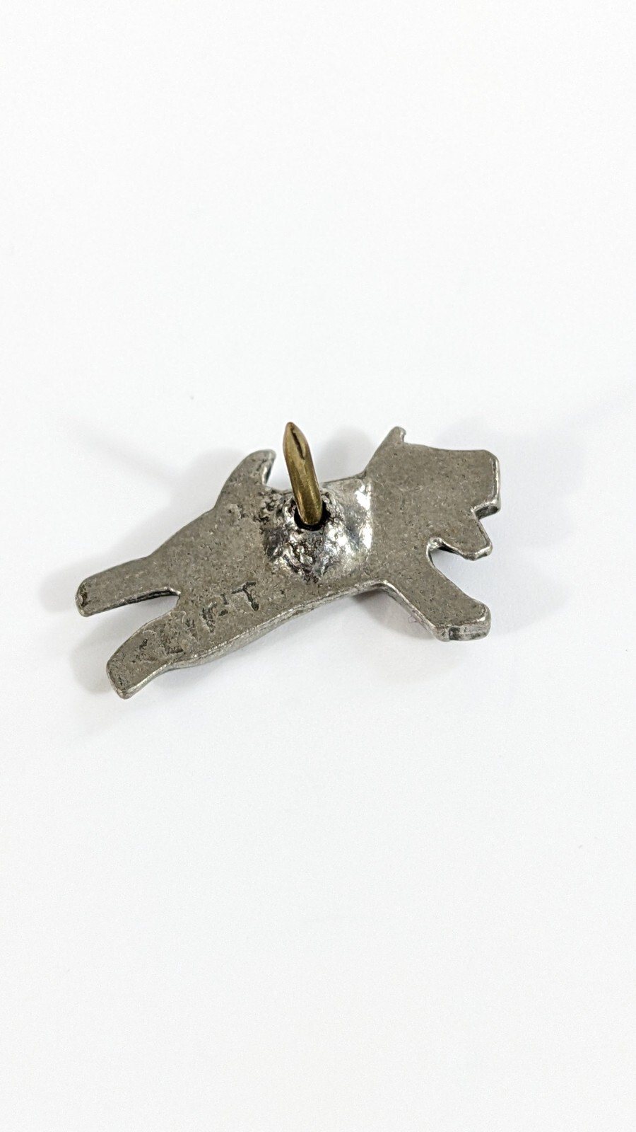 Dog Shaped Puppy Pewter Scatter Pin Lapel Pin Signed Jim Clift