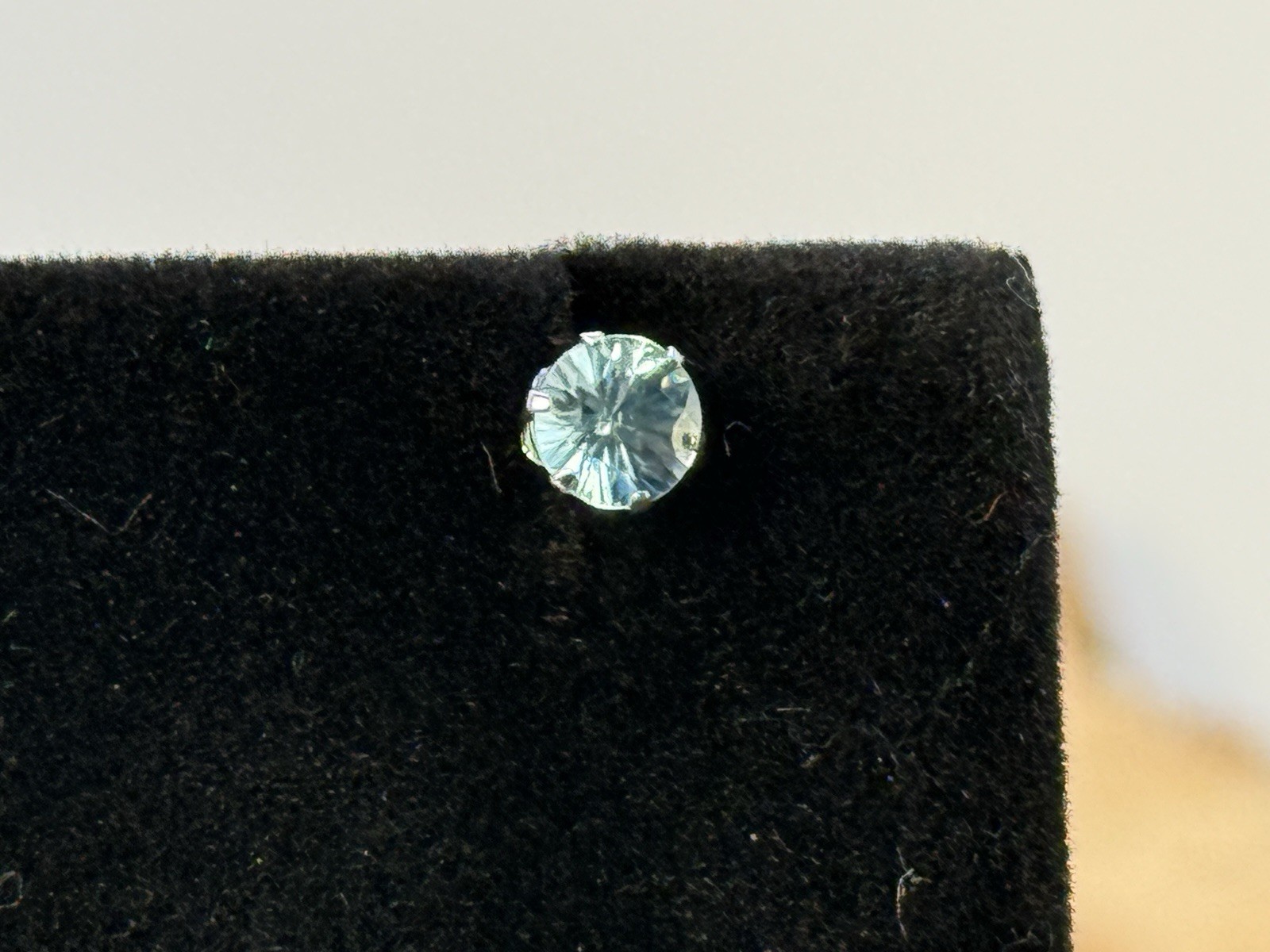 Vintage 14K Solid White Gold Blue Topaz .5 Ct Round Stud Earrings–715.26