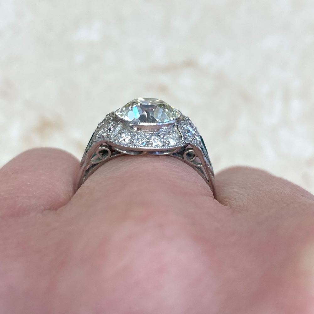 Art Deco 2 CT White Round Cut Simulated Diamond Antique Style Ring In 925 Silver