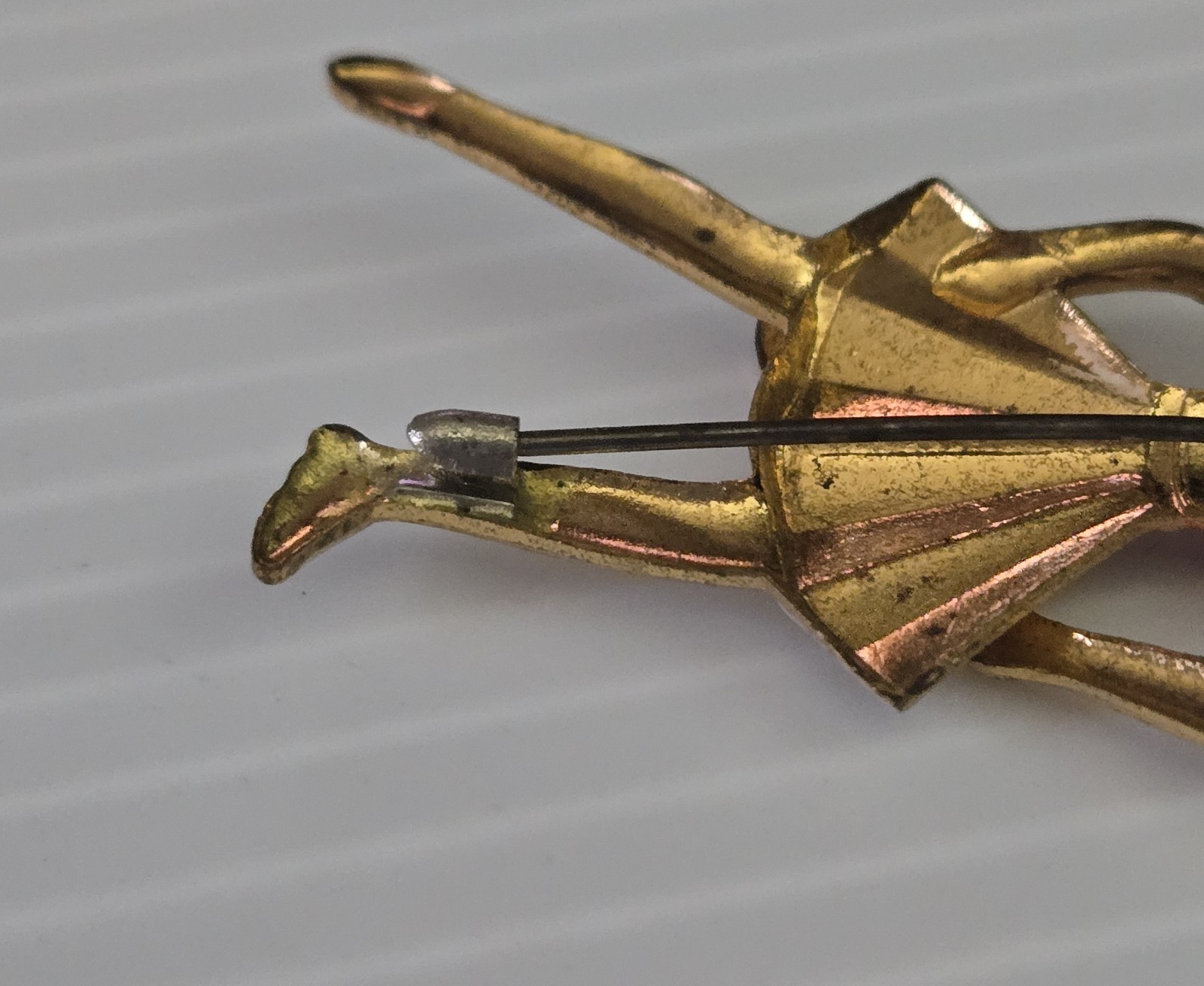 Vintage Gold Tone Enamel Tennis Player Figural Brooch Pin Red White Sports
