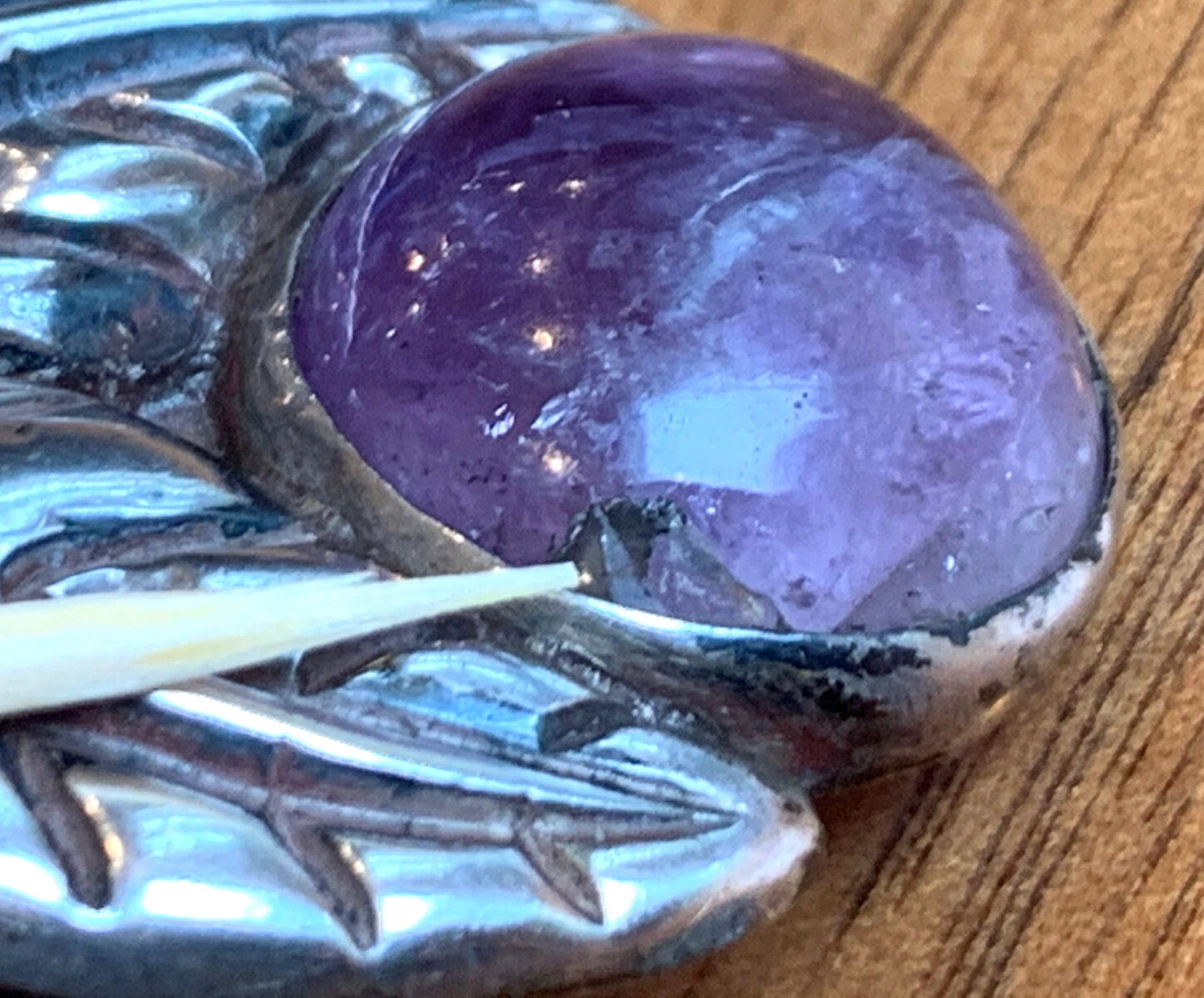 Vintage Los Castillo Taxco Mexico Sterling Amethyst Leaf Screw Clip On Earrings