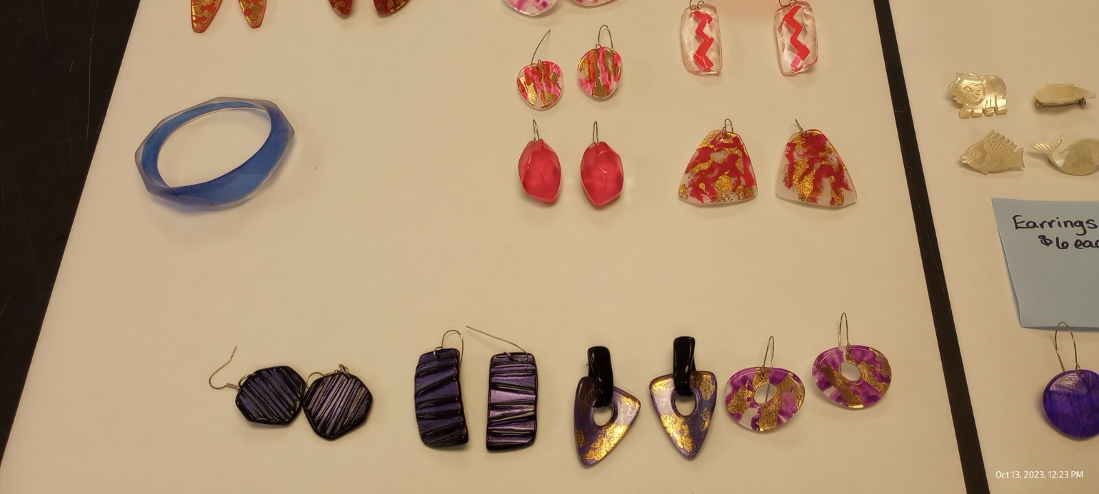 Retro 1980’s Lucite Earrings Orange Red Purple Neon pink Gold Handmade Costume
