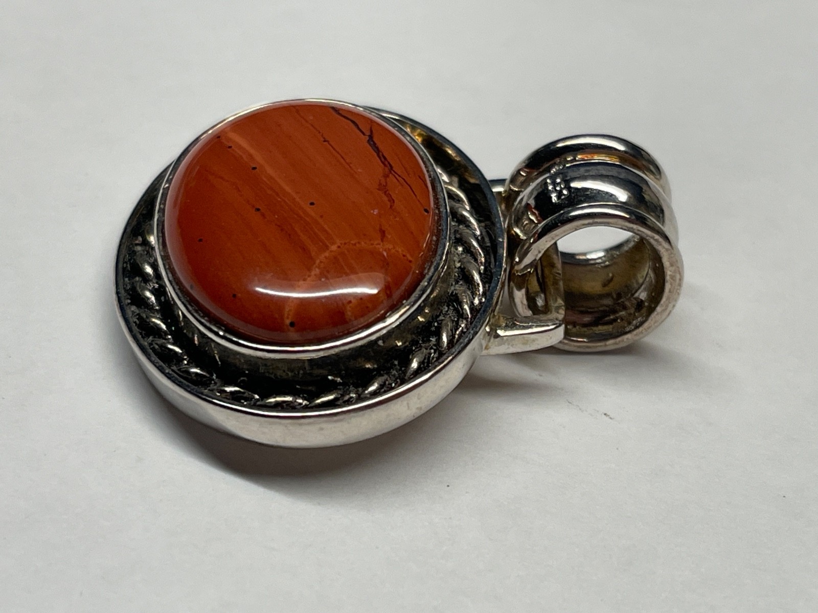 Vintage Large DBJ 925 Sterling Silver Red Rasper Pendant 20g Signed