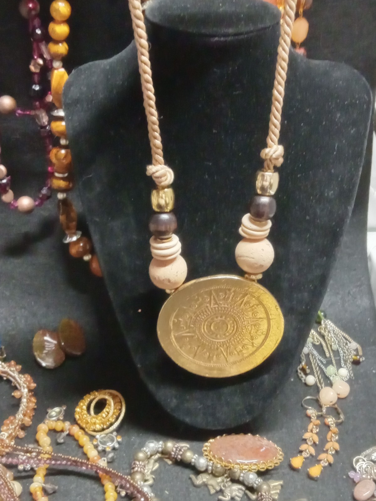 Vintage To Modern Costume Jewlery Lot Earth Tones Necklaces And Bracelets